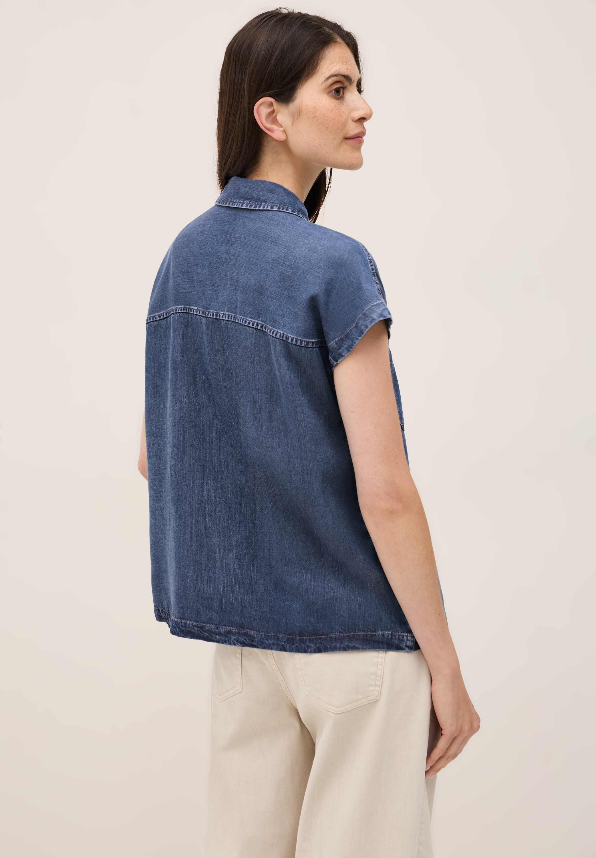 Cecil Jeansbluse, in Denim-Optik