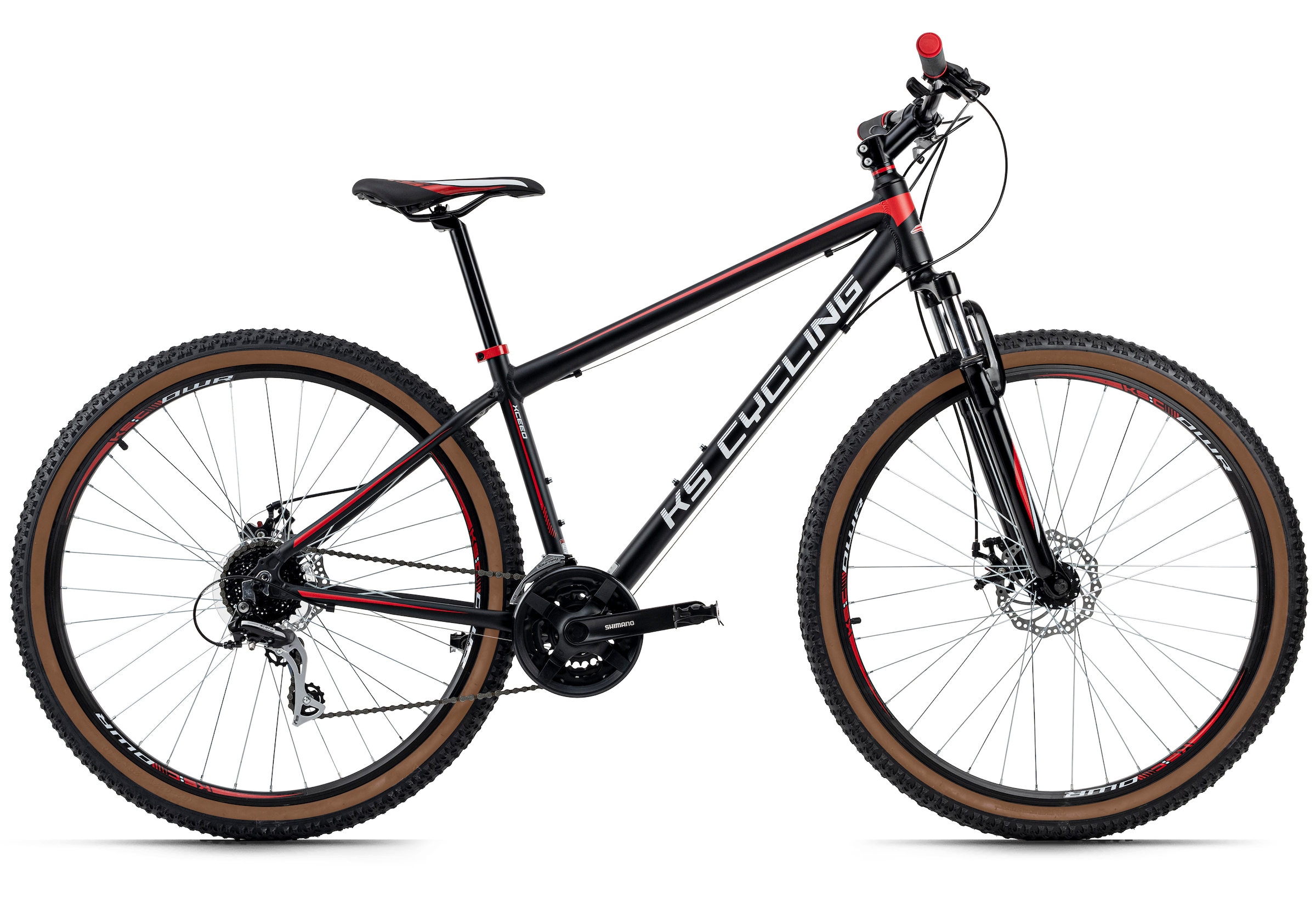 KS CYCLING Mountainbike "Hardtail 29'' Xceed schwarz-rot 24 Gänge", 42cm, 29 Zoll (73,66cm) hinten: 29 Zoll (73,66cm)schwarz, grün, schwarz, Fahrräder