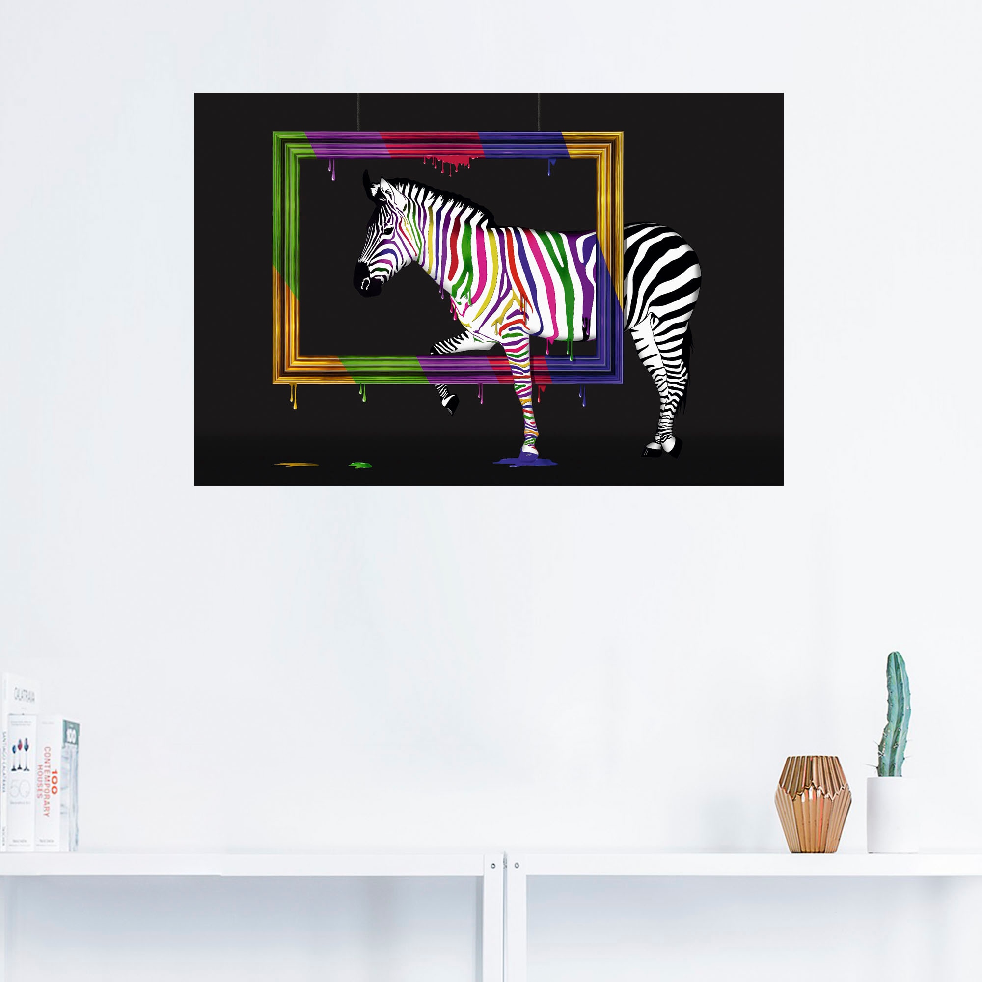 Artland Wandbild »Das Regenbogen Zebra«, Animal Fantasy, (1 St.), als Leinwandbild, Poster, Wandaufkleber in verschied. Größen