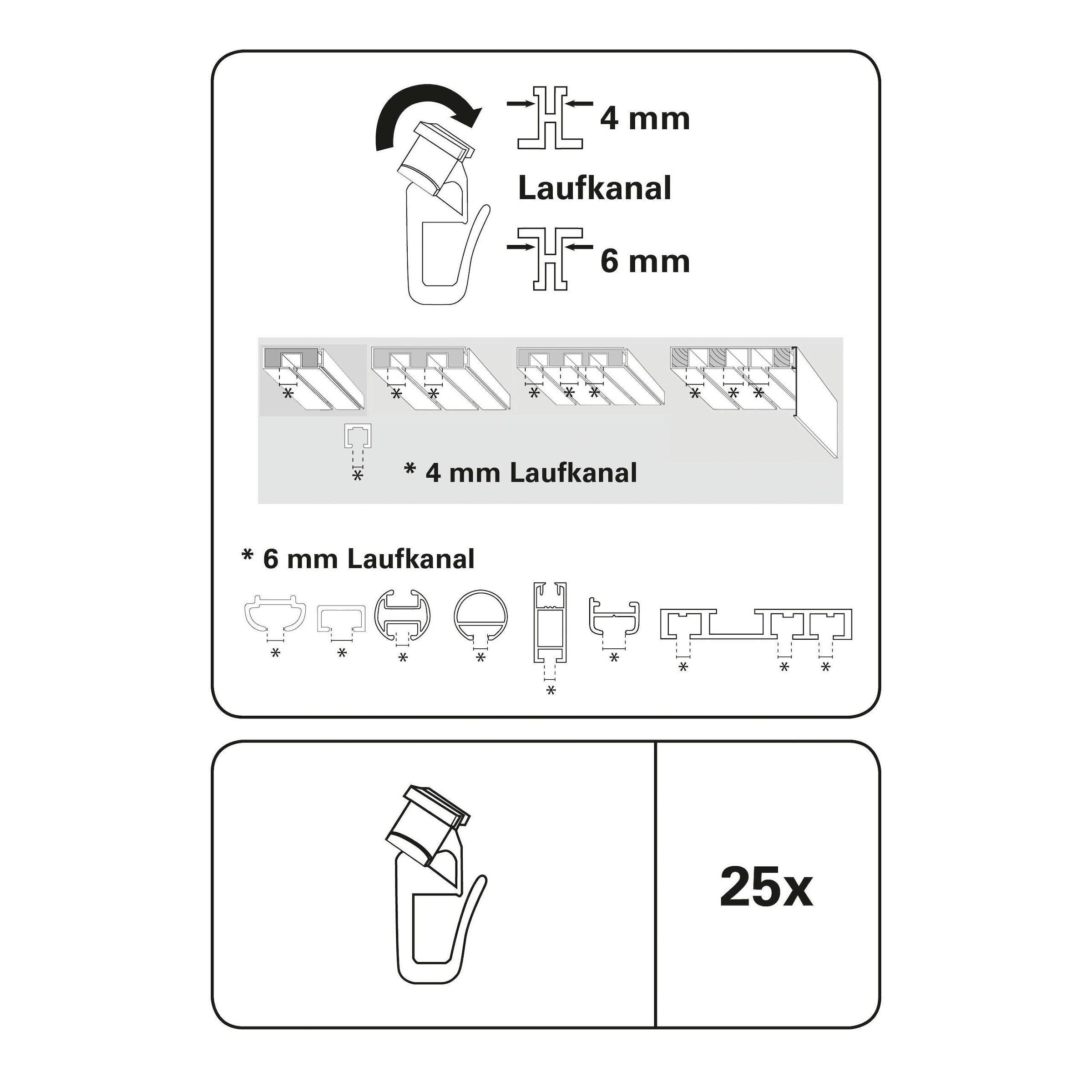 GARDINIA Klick-Gleiter »Duo X-Gleiter«, (25 St.), Serie  Flächenvorhang-Technik Atlanta 3-läufig kaufen | BAUR