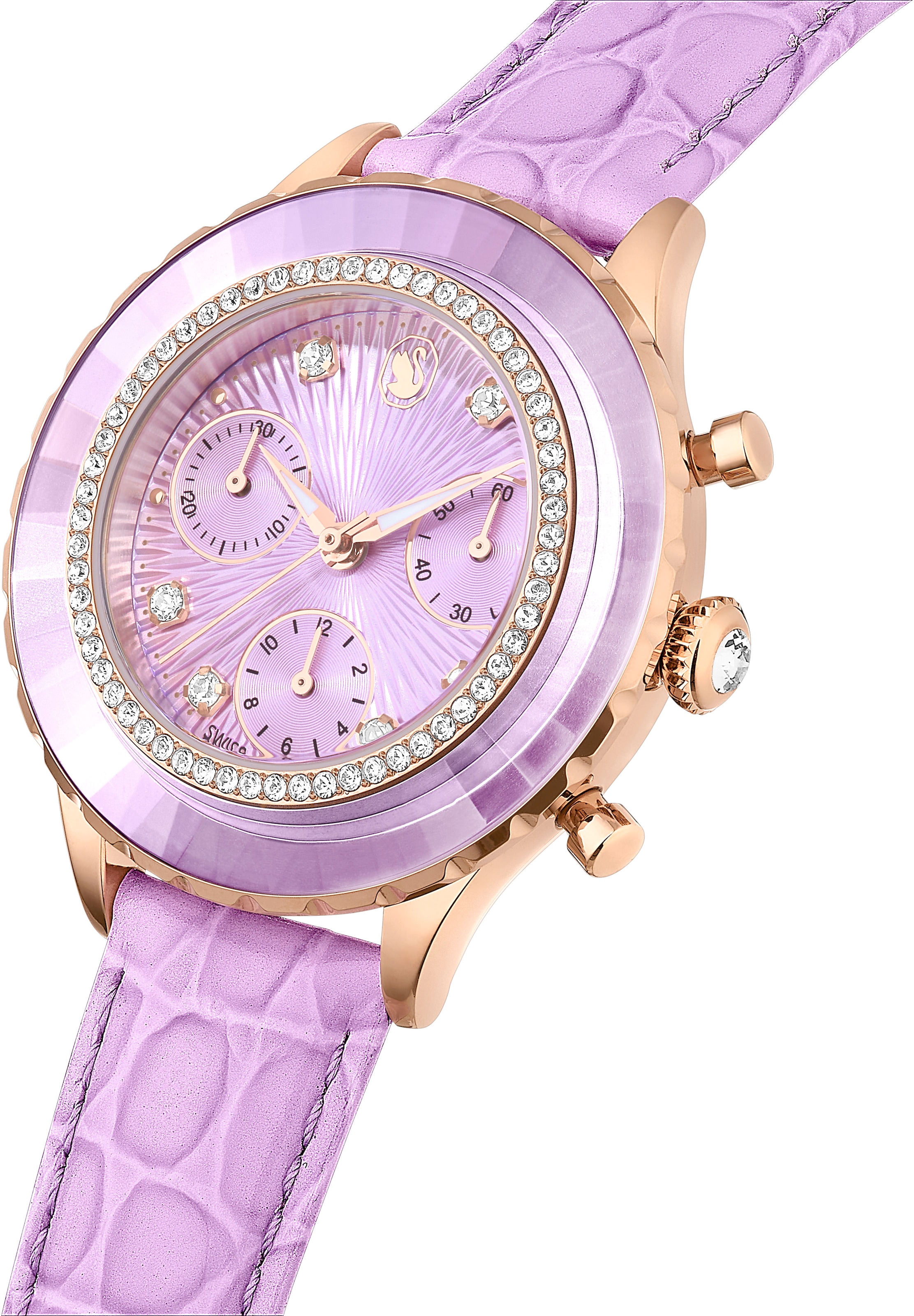 Swarovski Chronograph »OCTEA CHRONO«, Quarzuhr, Armbanduhr, Damenuhr, Swiss Made, Lederarmband, analog