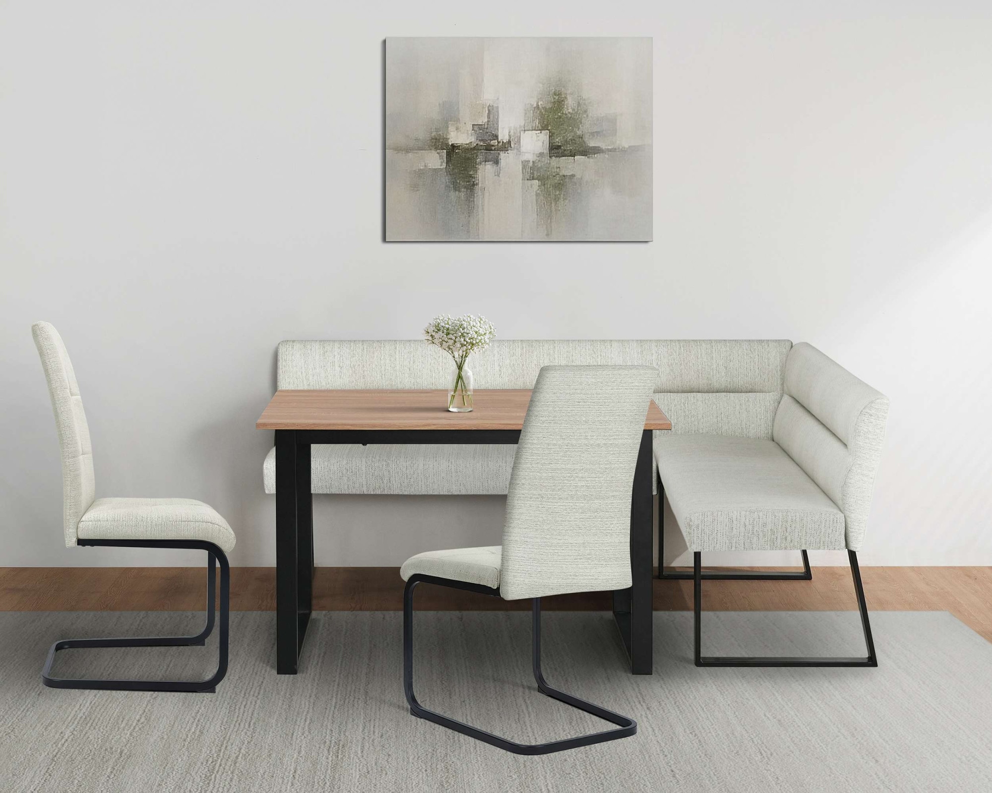 OTTO home Eckbankgruppe "Barcell/Ivanna/Calgoty" Set, Eckbankgruppe mit Tisch, Eckbank, Stühle, 4 tlg. Sitzgruppe, Eckbank und Stühle bequem gepolstert, Tisch 120x80 cm