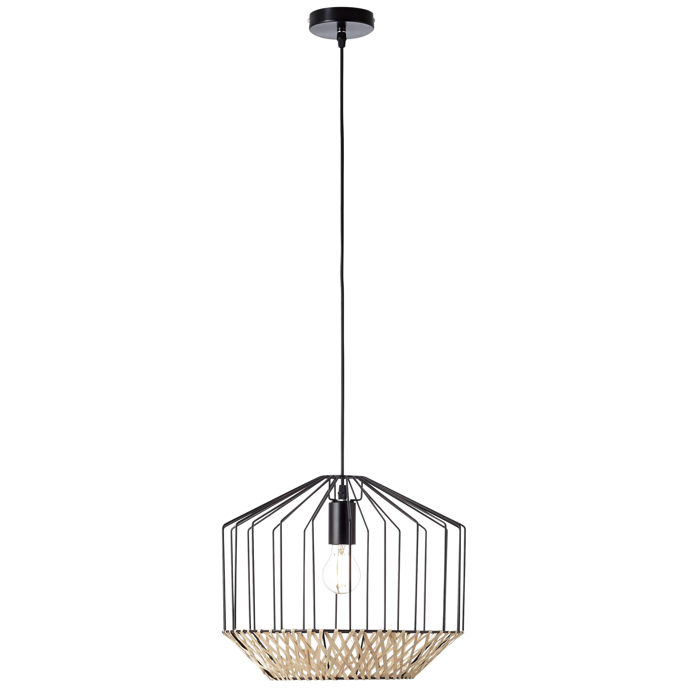 Brilliant Pendelleuchte »Templo«, 1 flammig-flammig, 153 cm Höhe, Ø 37 cm, 1  x E27, kürzbar, Metall/Bambus, schwarz/natur | BAUR