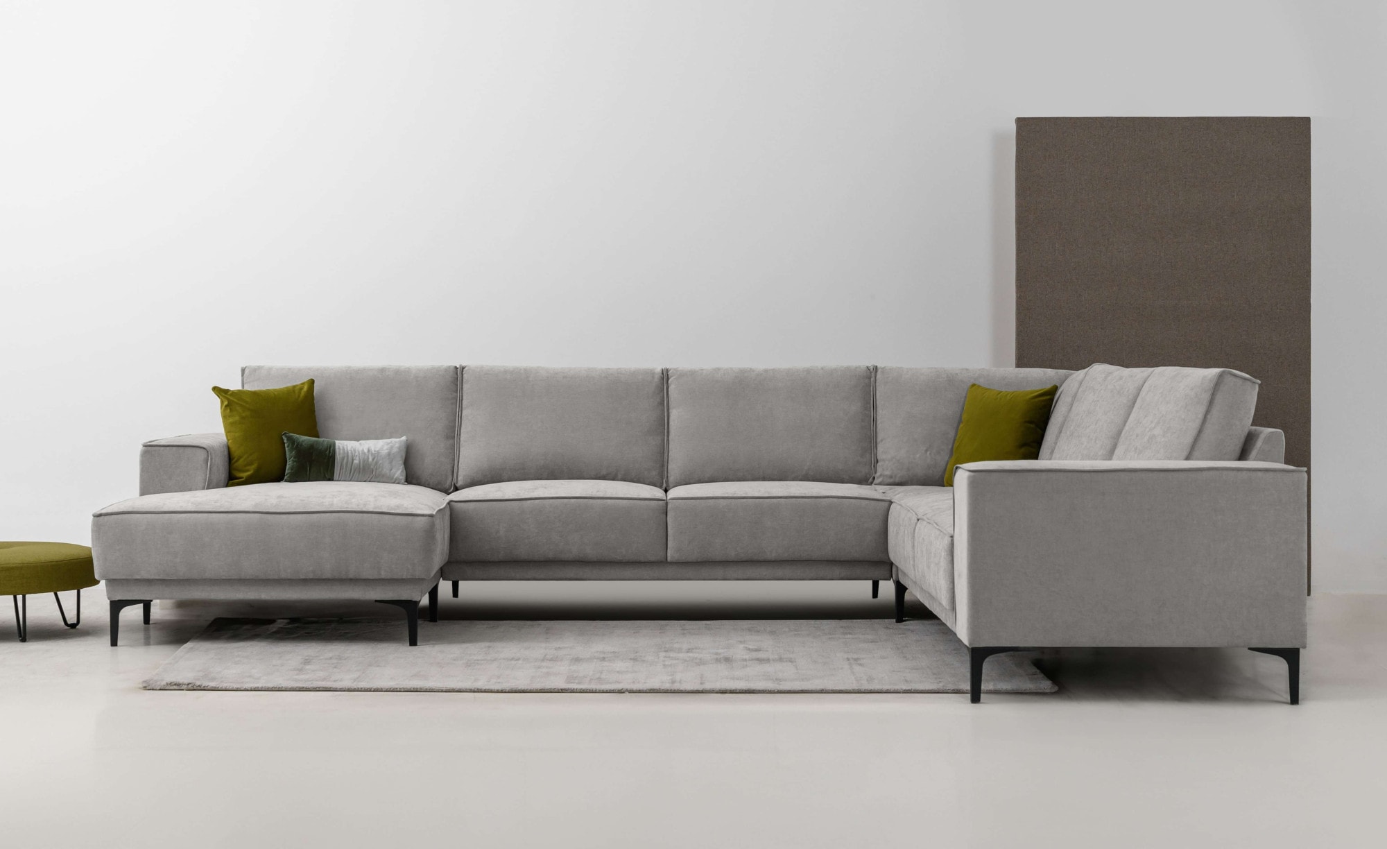 OTTO home Wohnlandschaft "OLAND Struktur fein U-Form, XXL, B: 342 cm, Skandi-Design" Skandi-Design in Struktur, Flachgewebe, Luxus-Microfaser, Boucle