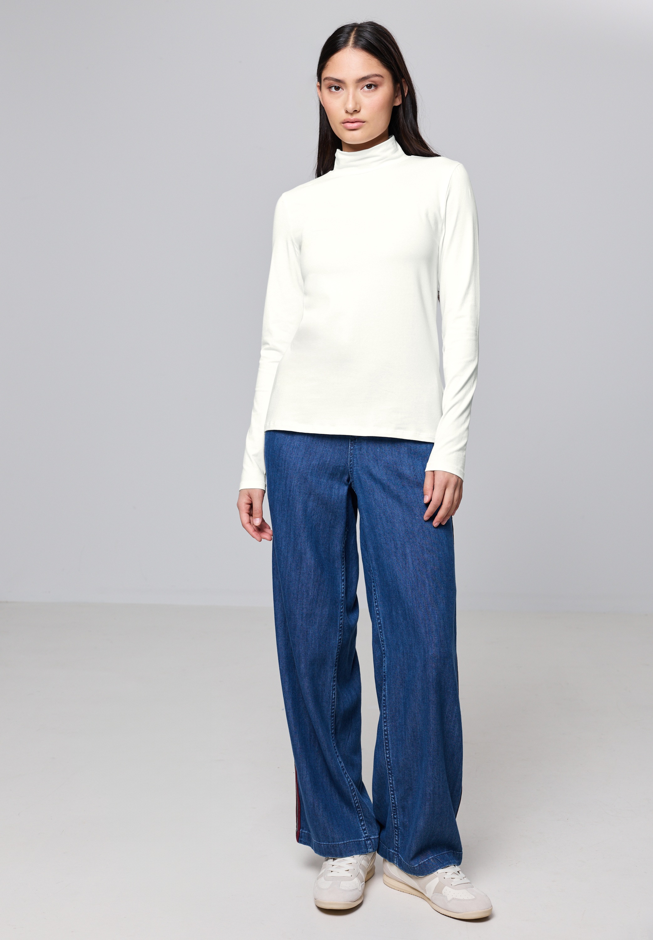 STREET ONE STUDIO Langarmshirt, aus Baumwolle mit Stretchante