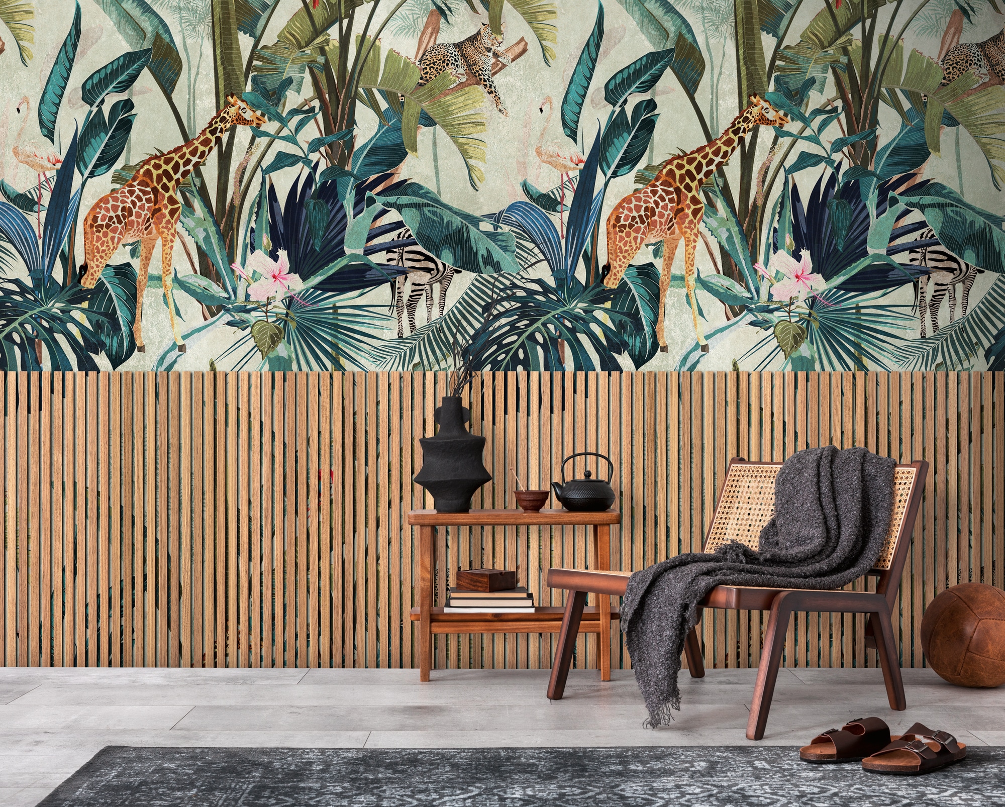 living walls "THE WALL III Tapete mit Tieren Motivtapete Dschungel Tiere" matt glatt Vliestapete Wandpaneel-Optik für Schlafzimmer Küche Wohnzimmer Tiere