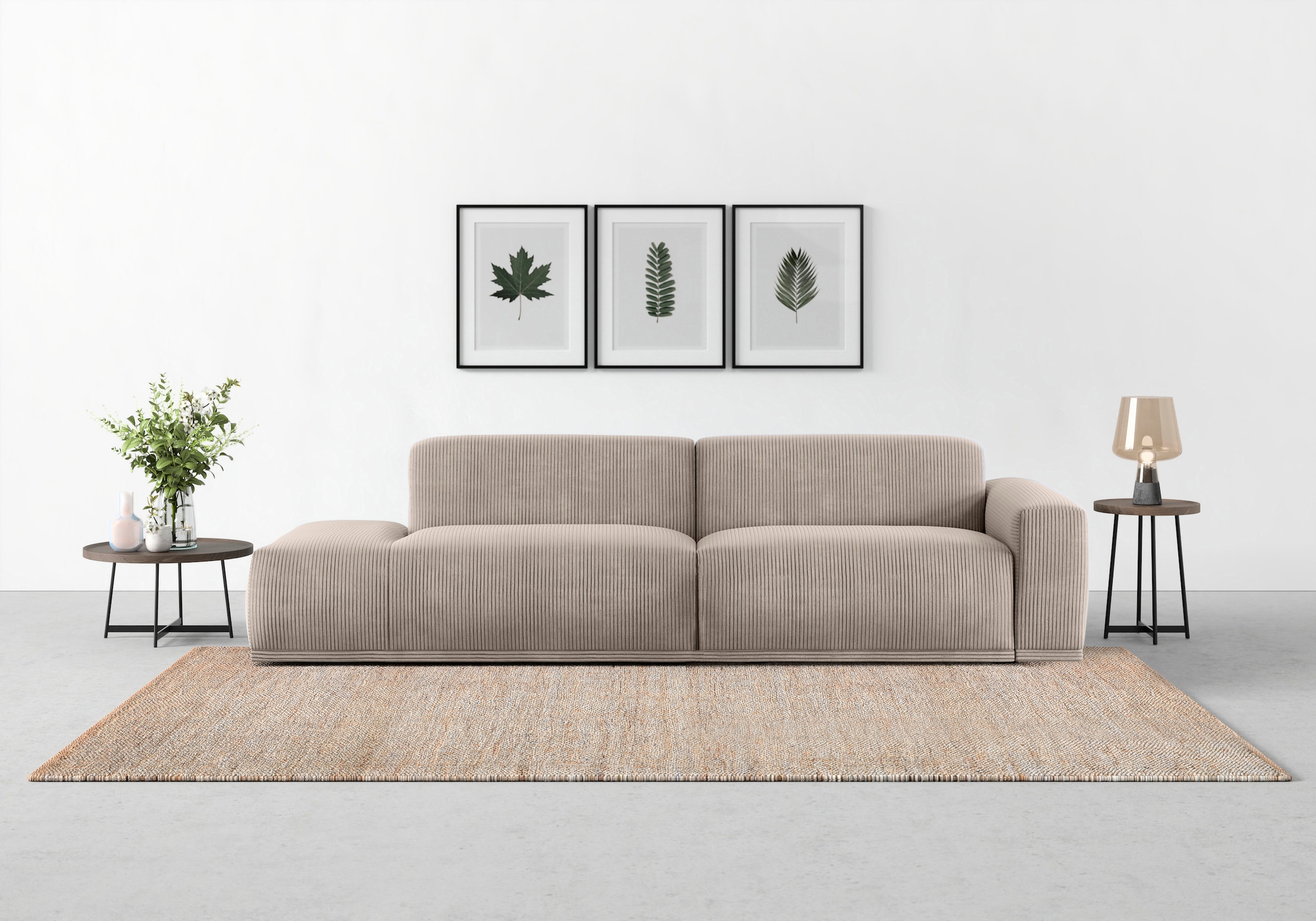 TRENDMANUFAKTUR Big-Sofa »Braga, mit hochwertigem Kaltschaum, Megasofa, in Cord erhältlich«, modernes Big-Sofa, Couch mit hohem Sitzkomfort, 277/72/107 cm (B/H/T)