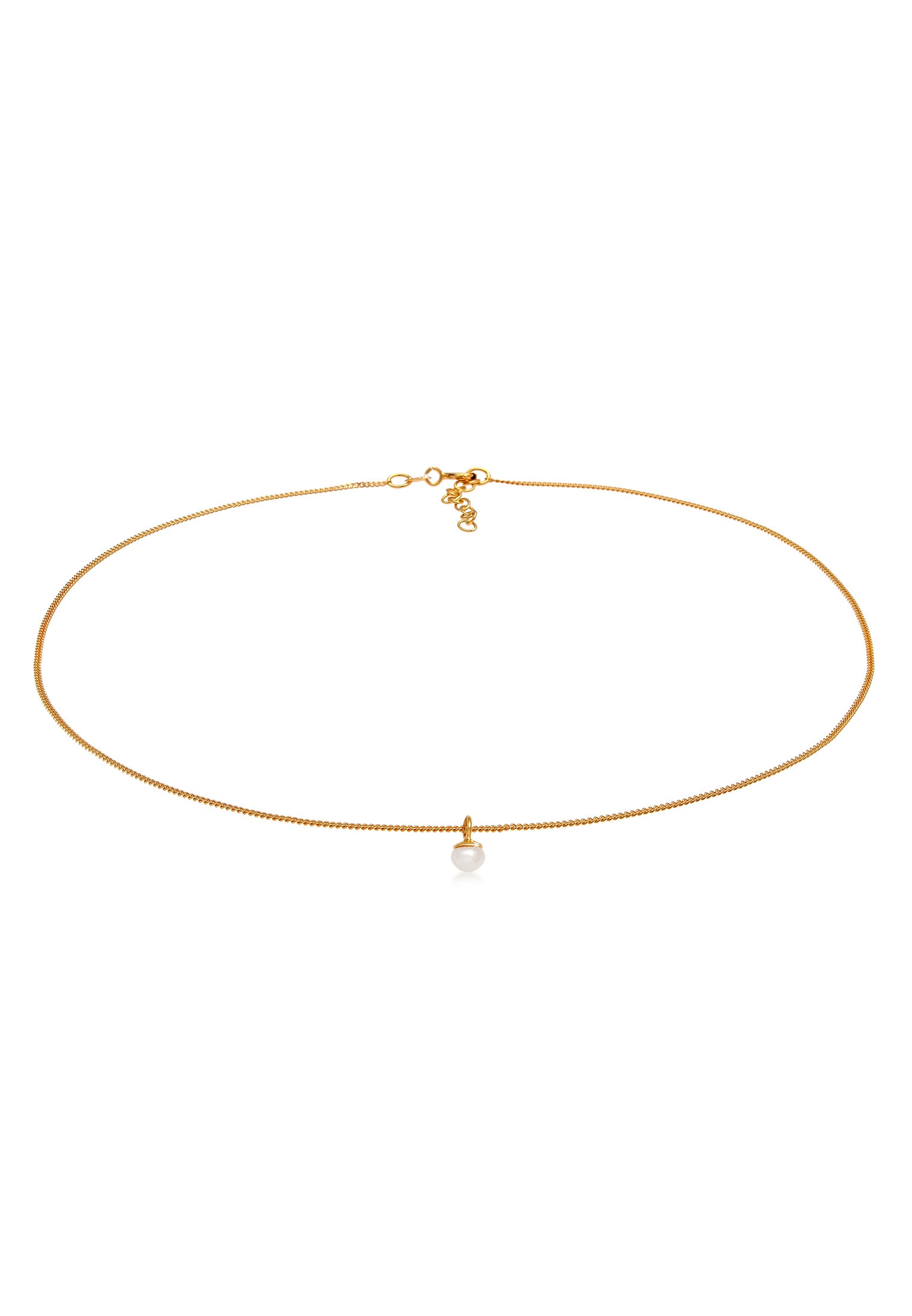 ELLI Damen Choker "Halskette Choker Süßwasserperle Anhänger Klassik 925 Silber", ohne Stein, Silber 925 (Sterlingsilber), gold, Silber 925