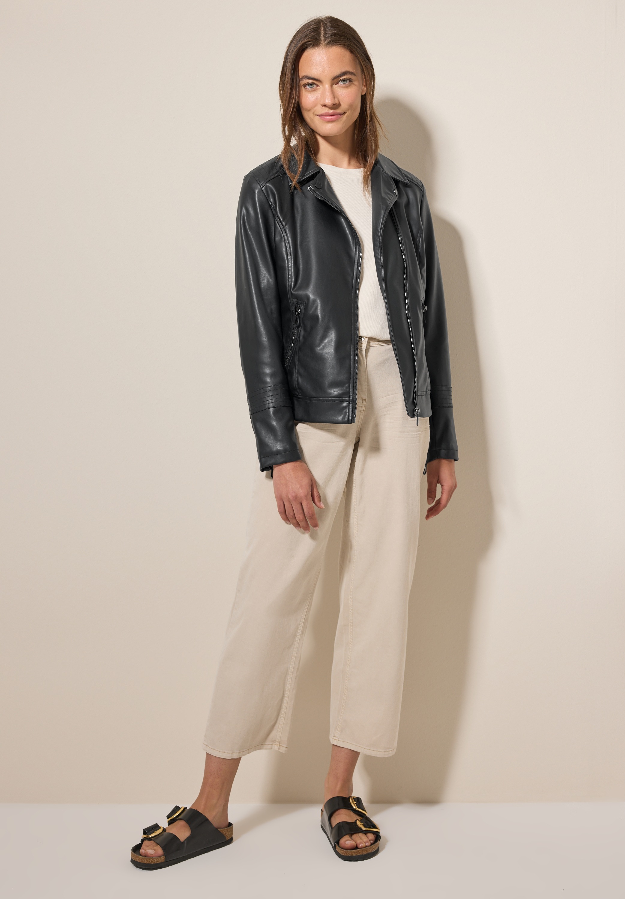 Thumbnail - Cecil Bikerjacke ohne Kapuze mit asymmetrichem Reißverschluss