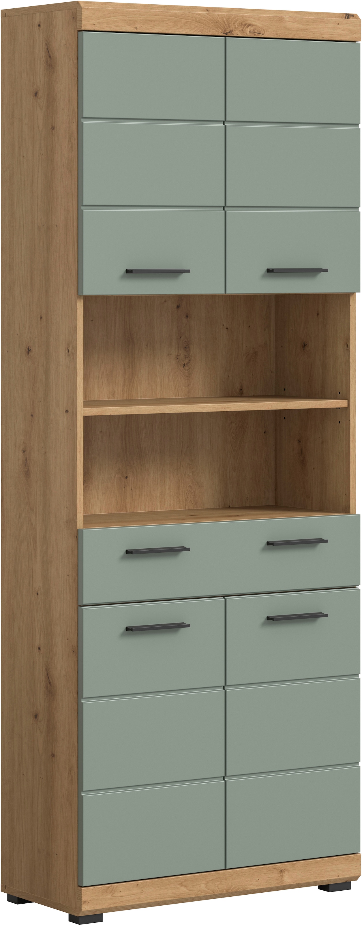 welltime Hochschrank "SIENA, Breite 74cm, 4 Türen, 1 Schubkasten, 2 offene Fächer, MDF-Front" TOPSELLER, in verschiedenen Farben erhältlich, Badmöbel, Badschrank, Schrank, Bad