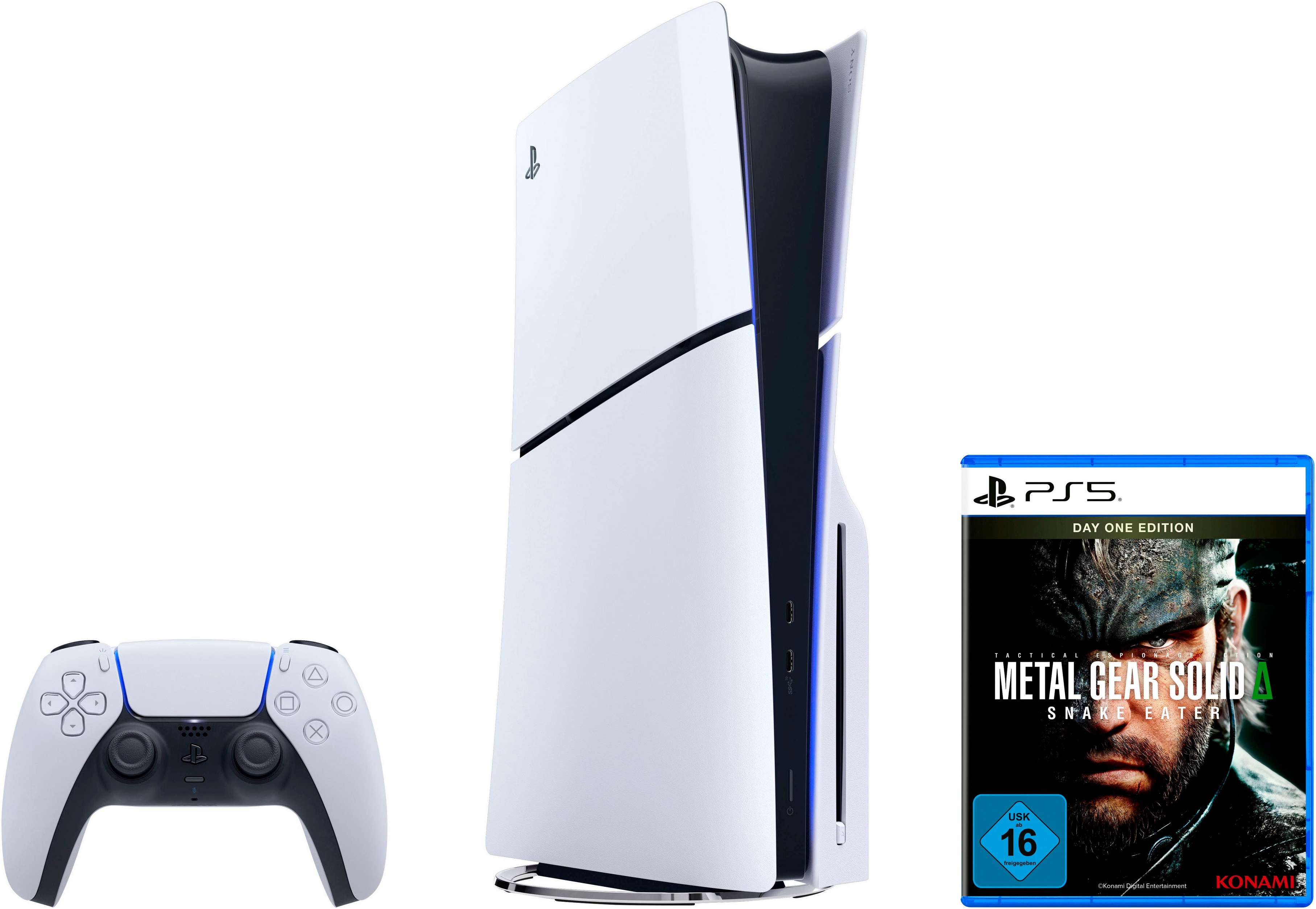 PLAYSTATION 5 Konsolen-Set "PS5 Disk Edition (Slim) + Metal Gear Solid Delta - Snake Eater", B:21,6cm H:35,8cm T:9,6cm, schwarz, Spielekonsolen