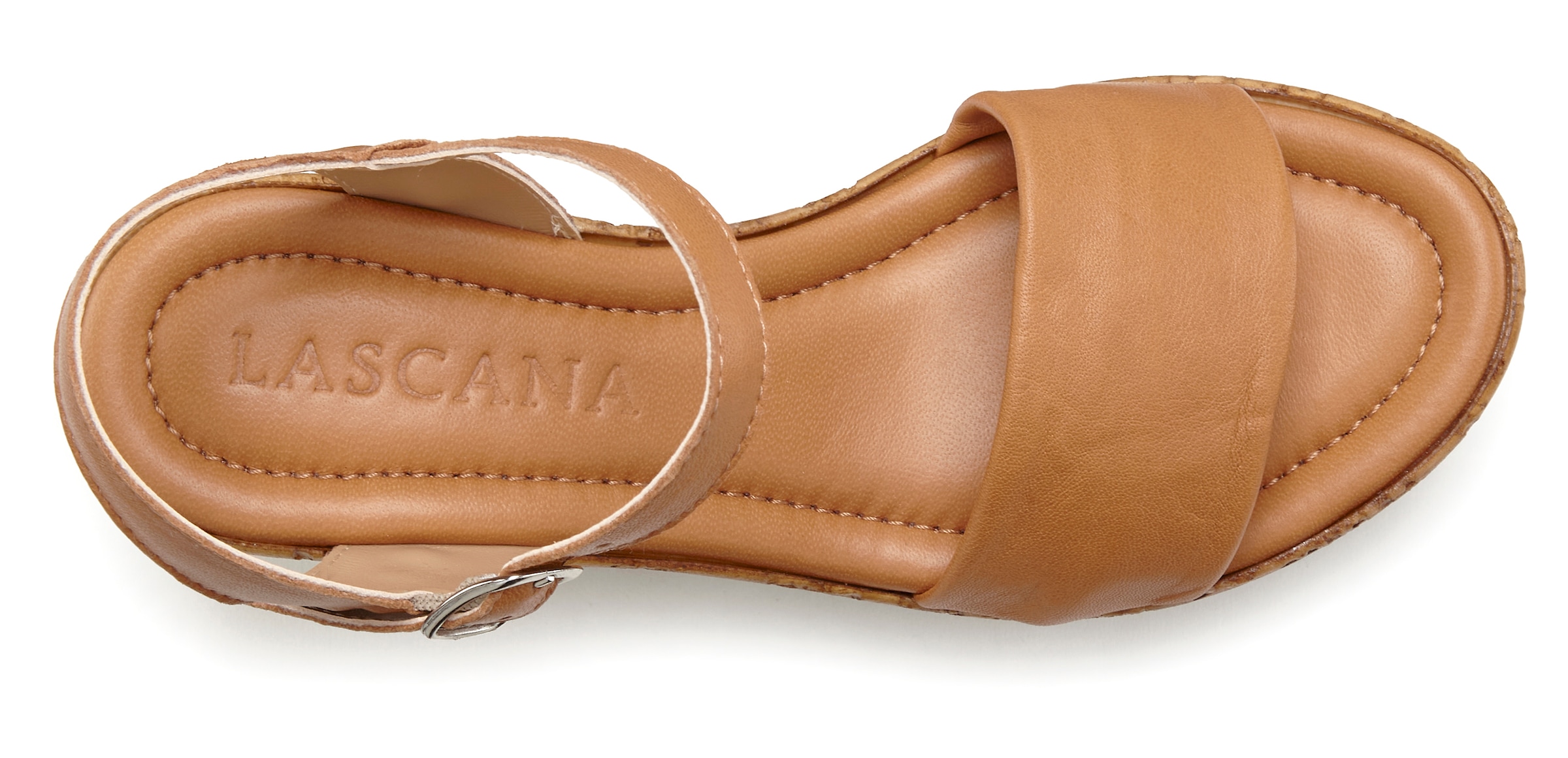 LASCANA Sandalette »Sommerschuh«  Sandale, Sommerschuh, offener Schuh aus Leder mit Keilabsatz