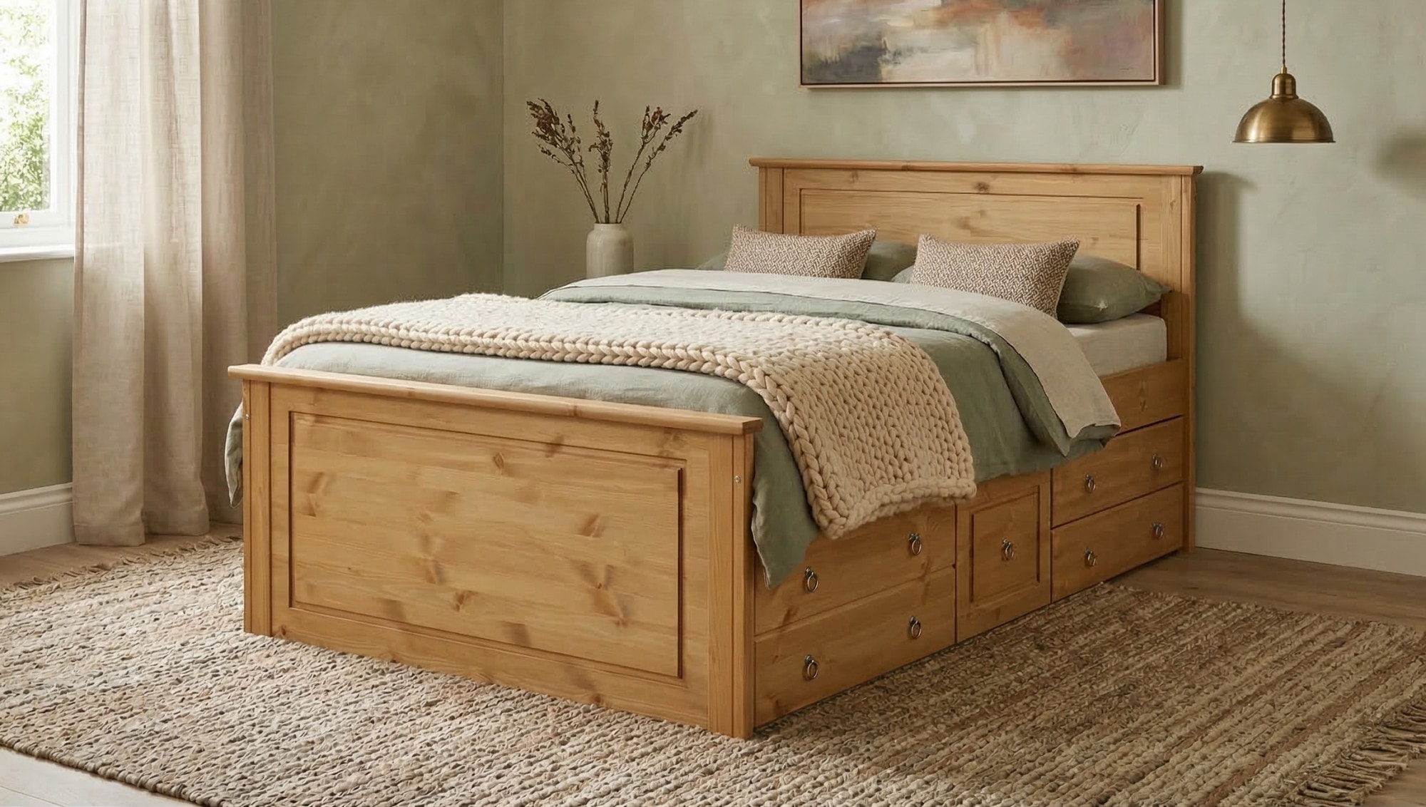 OTTO home Massivholzbett "Hugo, FSC zertifiziert, Landhausstil, zeitlos und edel" auch als Super Sparset inklusive Schubkästen, Stauraumbett, extra belastbar, Made in EU, viele Breiten