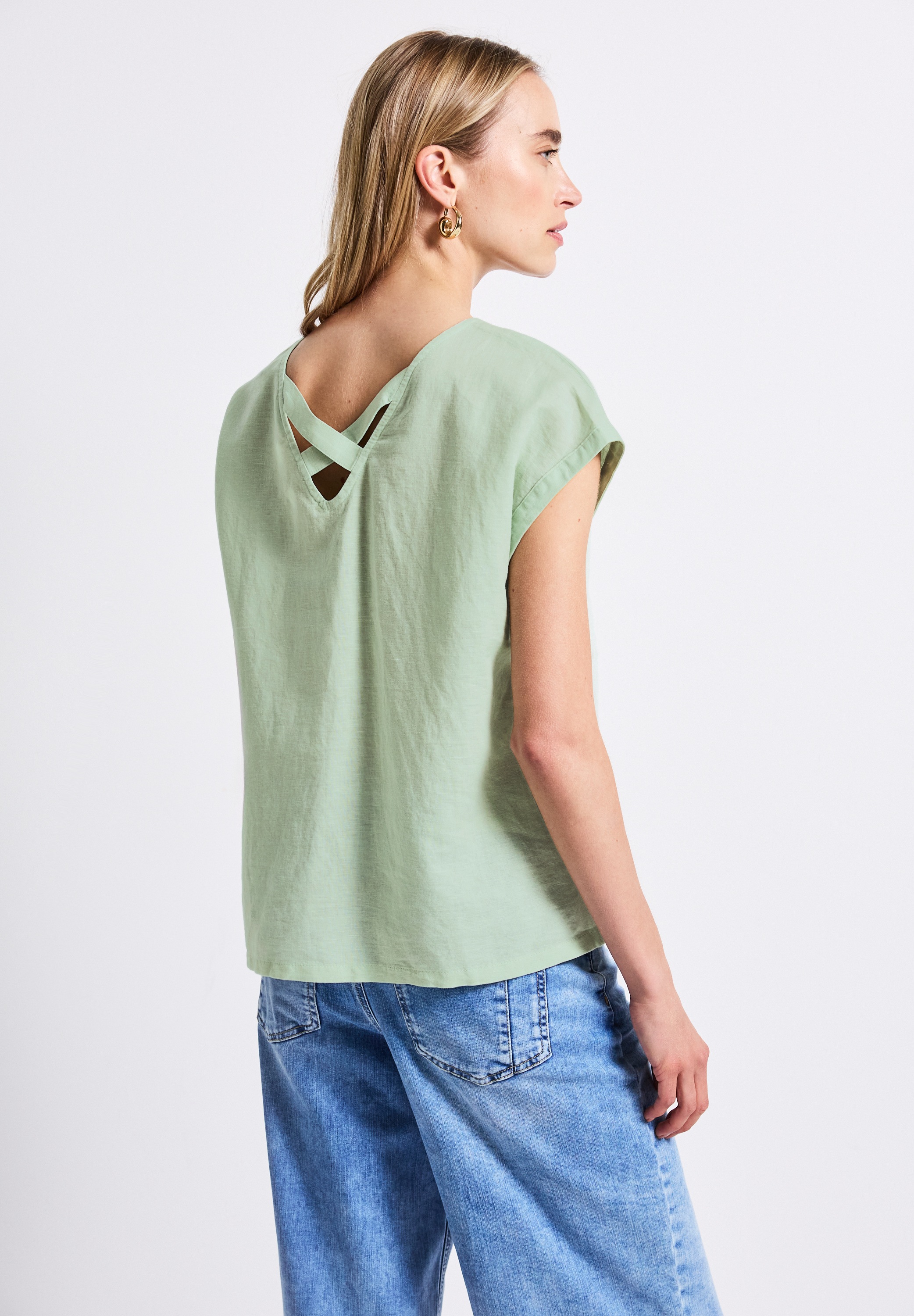 STREET ONE Shirtbluse aus elastischem Materialmix günstig online kaufen