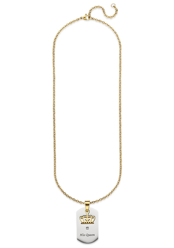 Bruno Banani Kette mit Anhänger »Schmuck Geschenk, Halskette Ankerkette,  Krone feste Gravur \