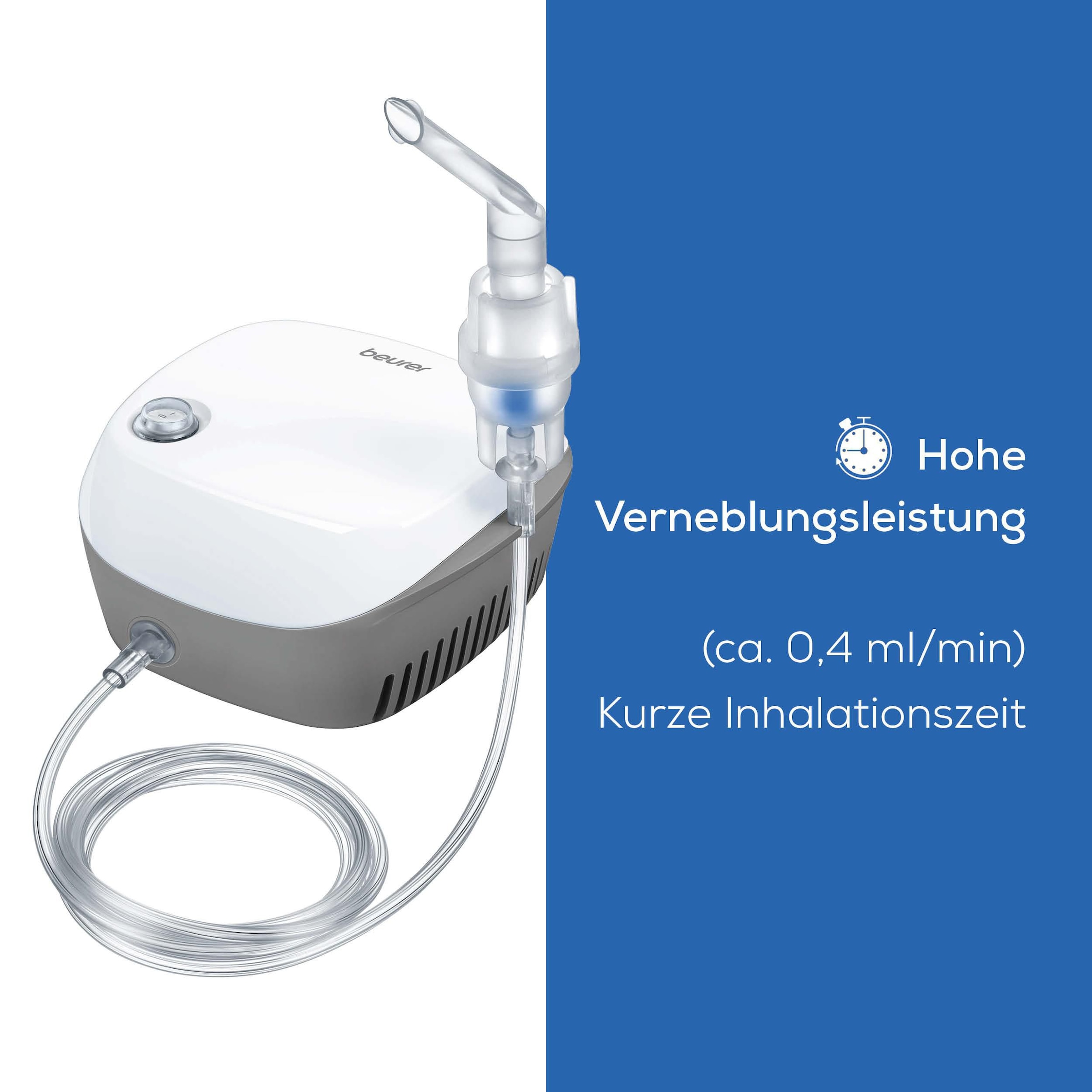 BEURER Inhalationsgerät »IH 18 Inhalator zur Behandlung der oberen und unteren Atemwege«, Effektive Verneblung mittels AC Kompressor-Drucklufttechnologie