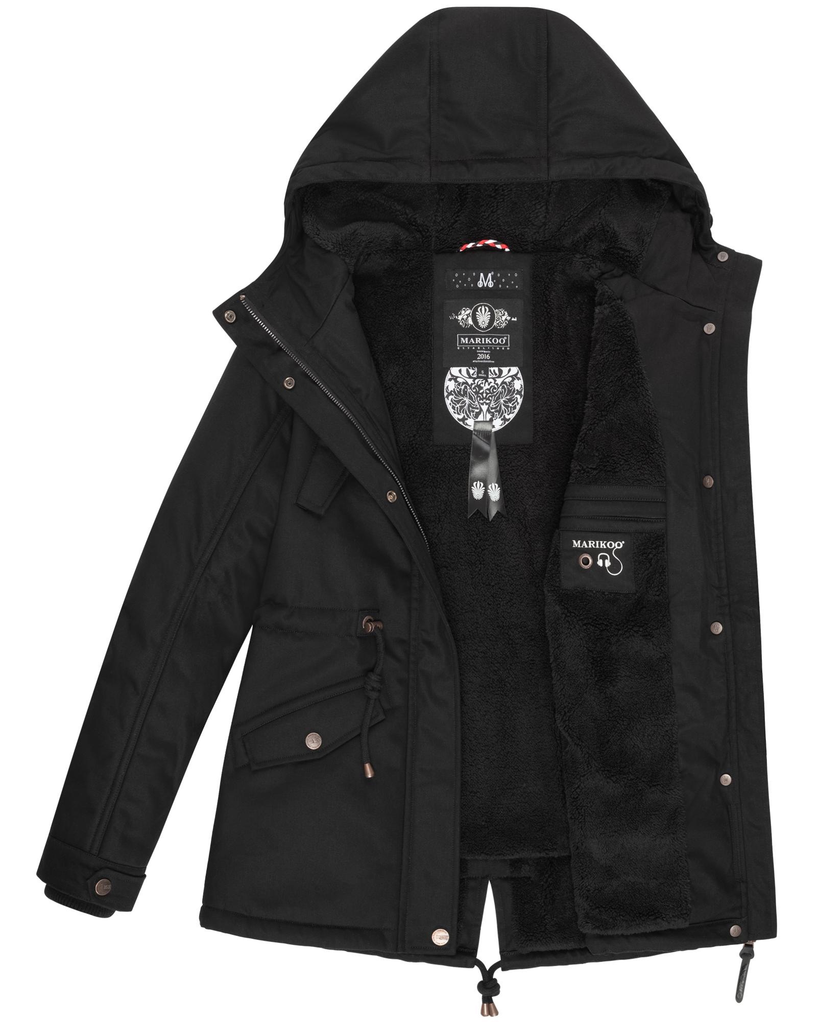 Marikoo Winterjacke »Manolya«, mit Kapuze, stylischer Kurzmantel mit weichem Teddyfell-Futter