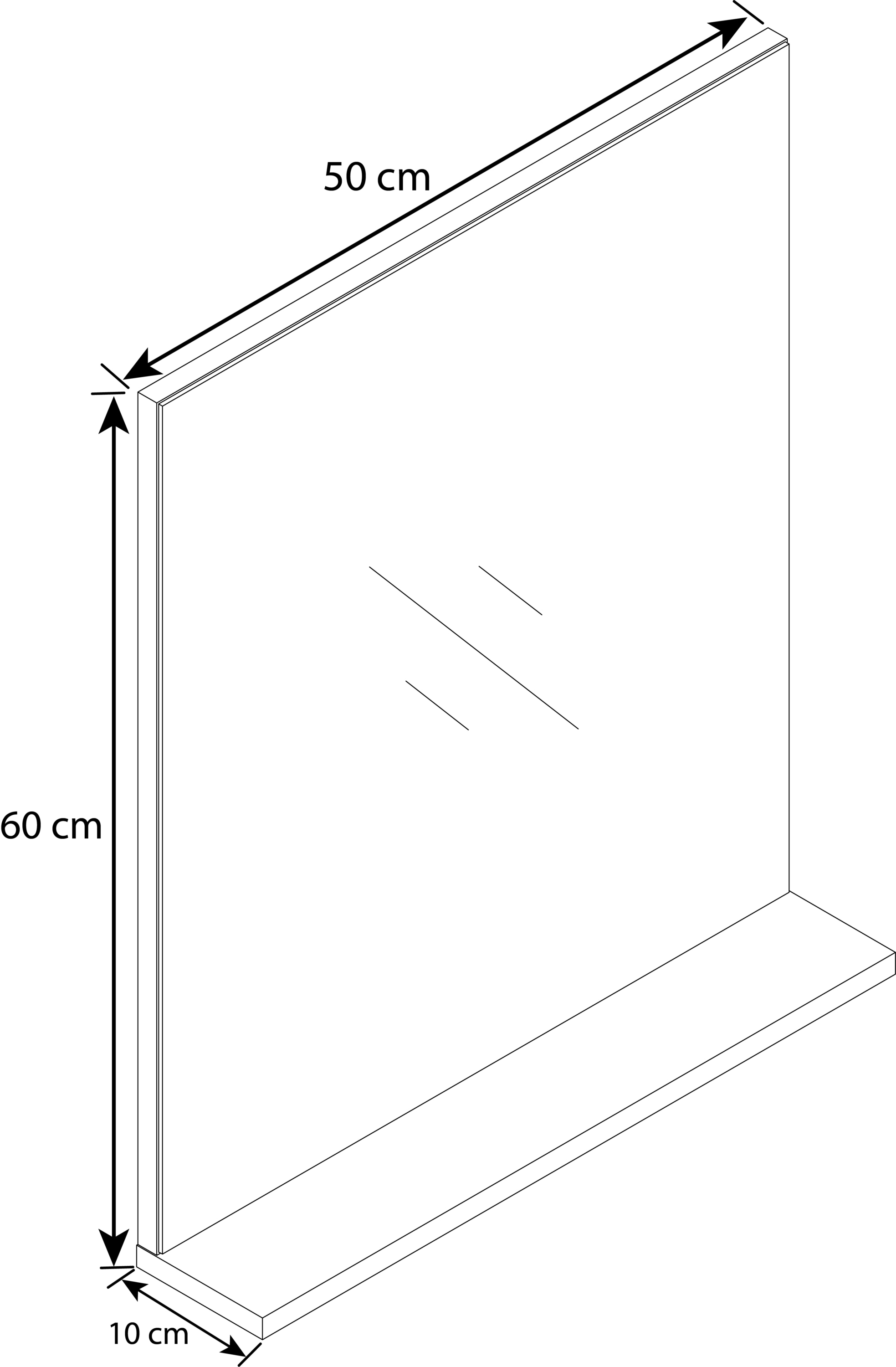 VCM Badspiegel »VCM Badspiegel rahmenlos | Hängespiegel mit Ablage | modernes Design | Maße ca. H. 60 x B. 50 x T. 2 cm | Wandspiegel ¿ Landos«, (VCM Landos)