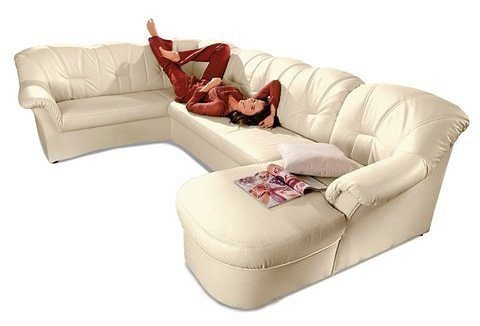 DOMO collection Wohnlandschaft »Papenburg, zeitlose Rückensteppung, elegante Formensprache, U-Form«, in großer Farbvielfalt, wahlweise mit Bettfunktion
