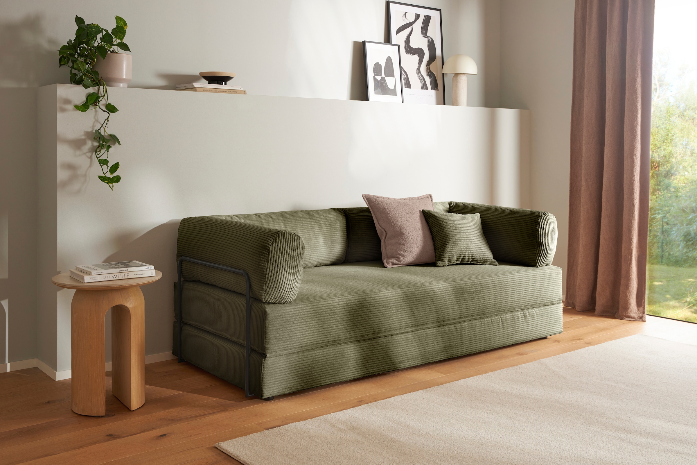 homsy by Ana Johnson Schlafsofa "Folda Dauerschläfer, B: 206 cm, Liegefl. 181x198 cm" mit Bett-/Schlaffunktion, inkl. 1x Zierkissen, Tonnentaschenfederkern