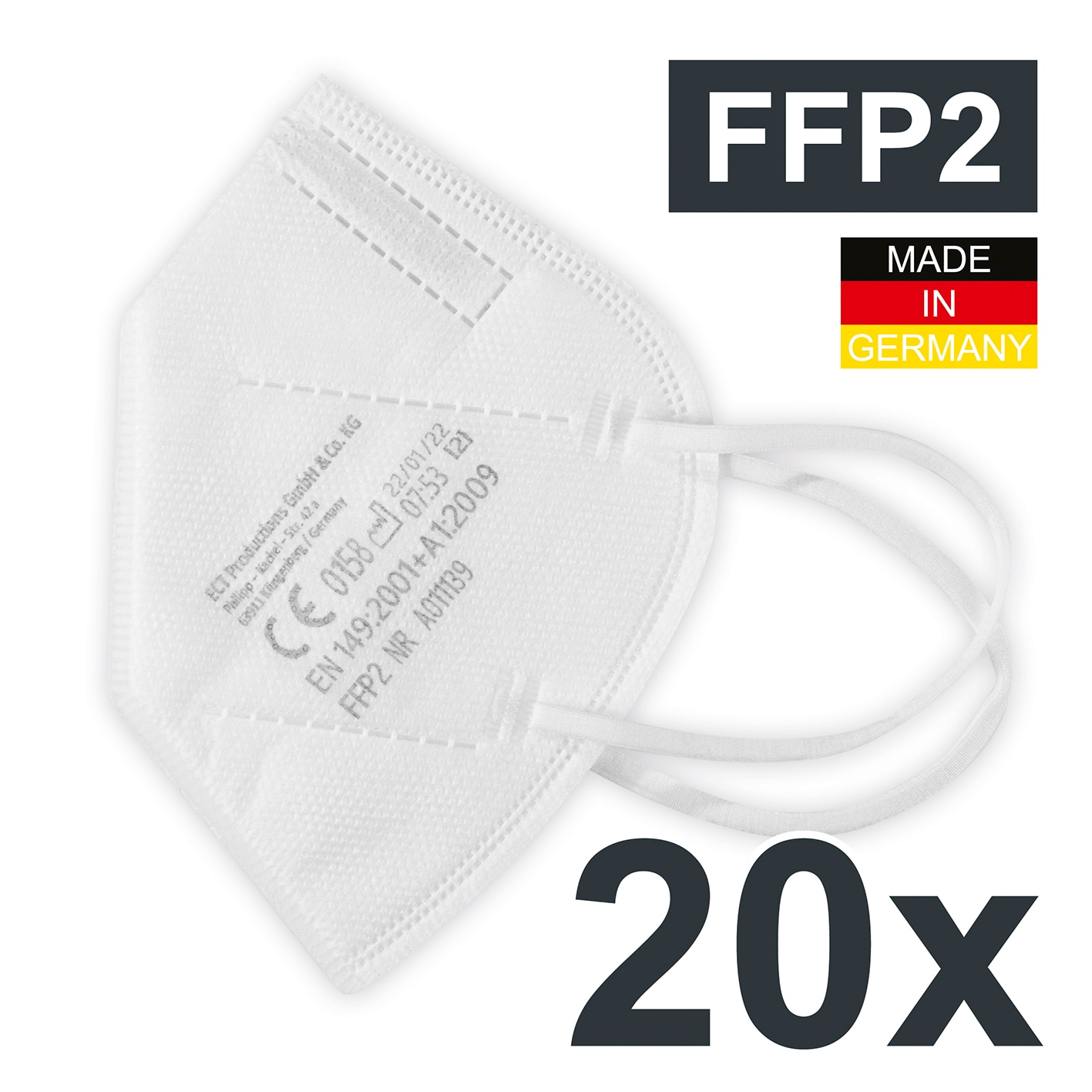 Filtrierende Halbmasken FFP2 »FFP2-Atemschutzmaske«, (Packung, 20 St.)