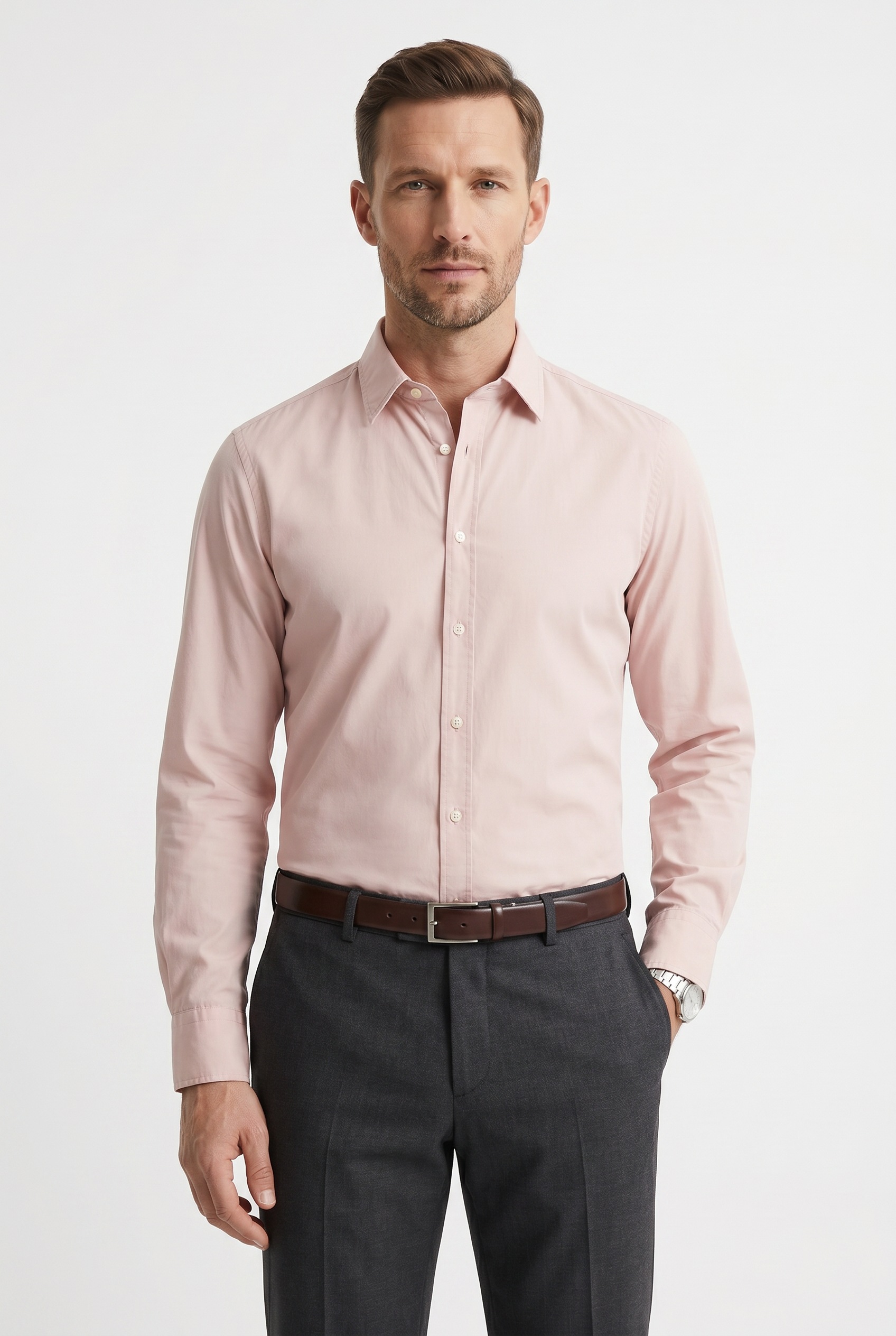 BOSS ORANGE Langarmhemd "Relegant Regular Fit" Baumwolle mit BOSS Stickerei und klassischem Kent Kragen