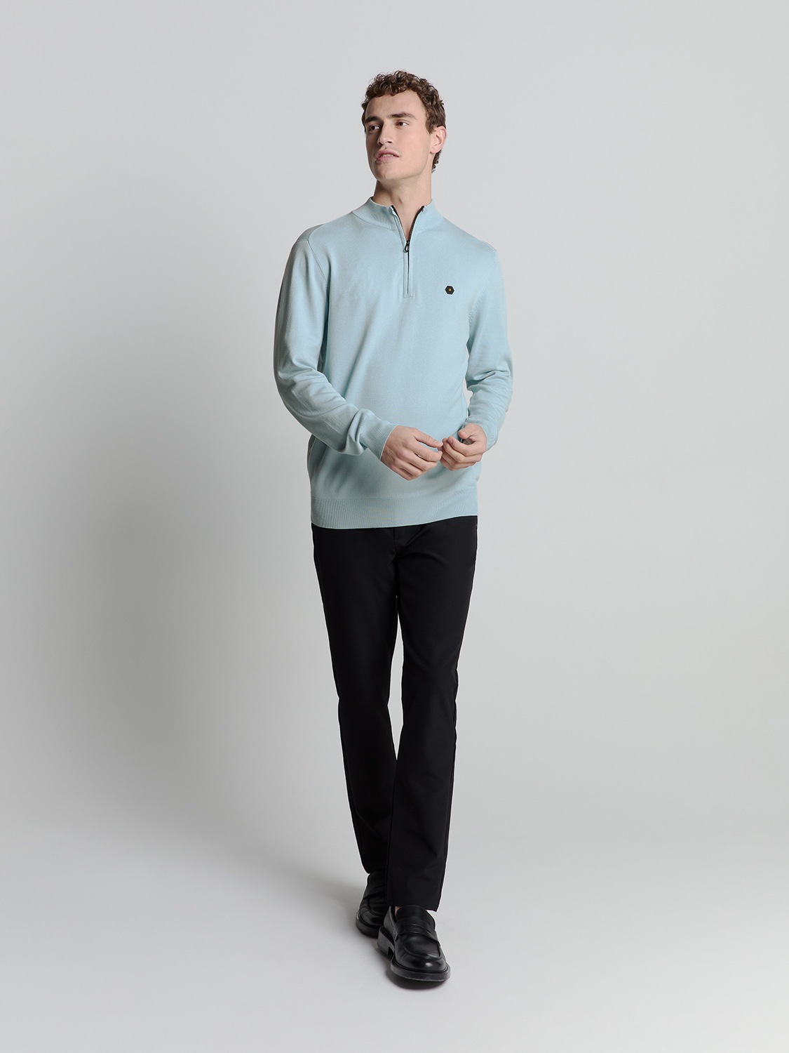 NO EXCESS Rundhalspullover »No Excess Sweatshirt mit halbem Reißverschluss«