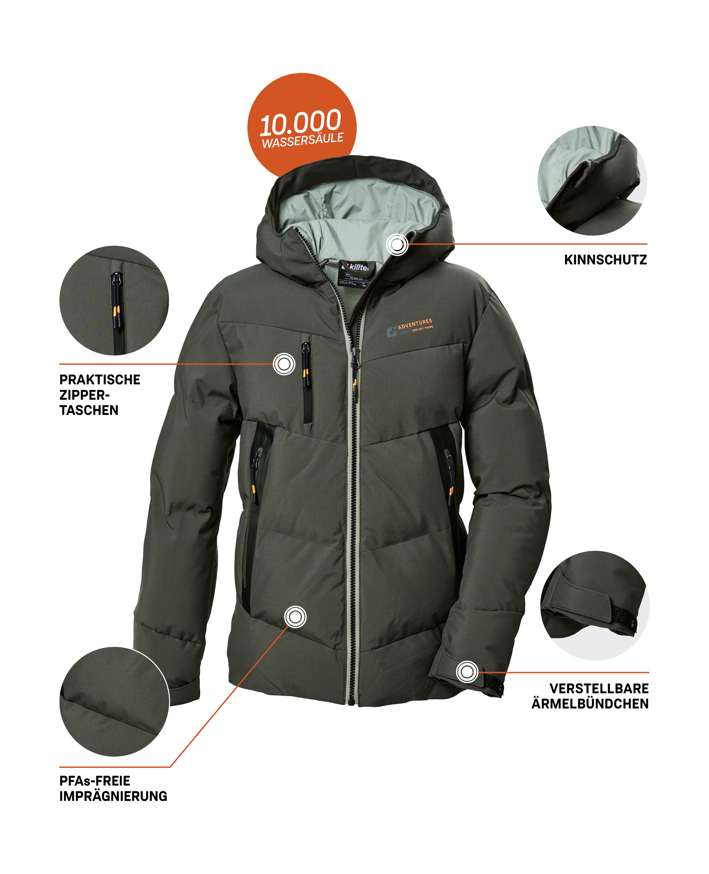 Killtec Steppjacke »KOW 374 BYS QLTD JCKT«, Wasserabweisende Jungenjacke mit Daunenoptik und verstellbaren Bündchen