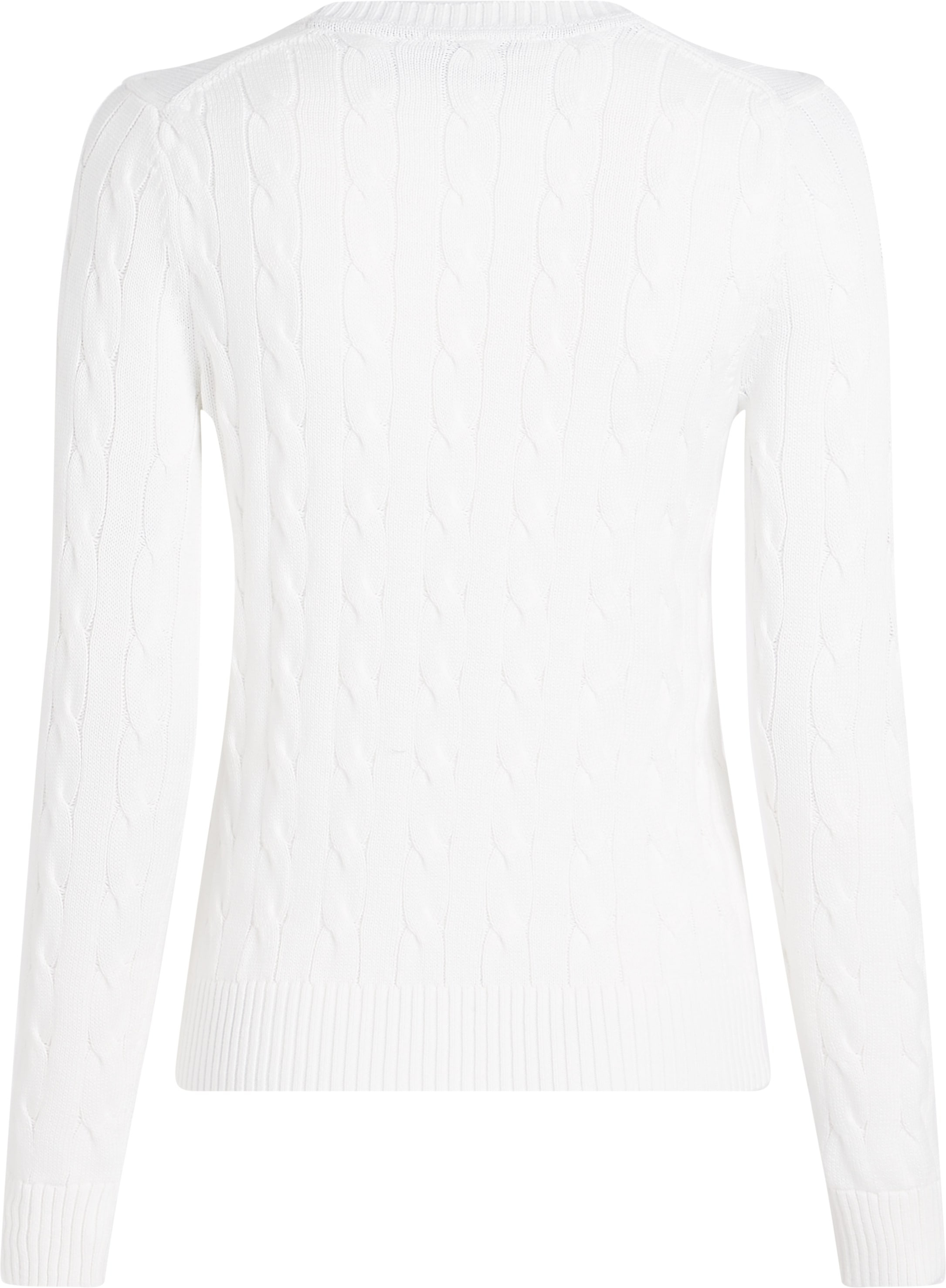 Tommy Hilfiger Rundhalspullover »CO CABLE VAR LS C-NK SWT«, mit Zopfmuster, Logostickerei