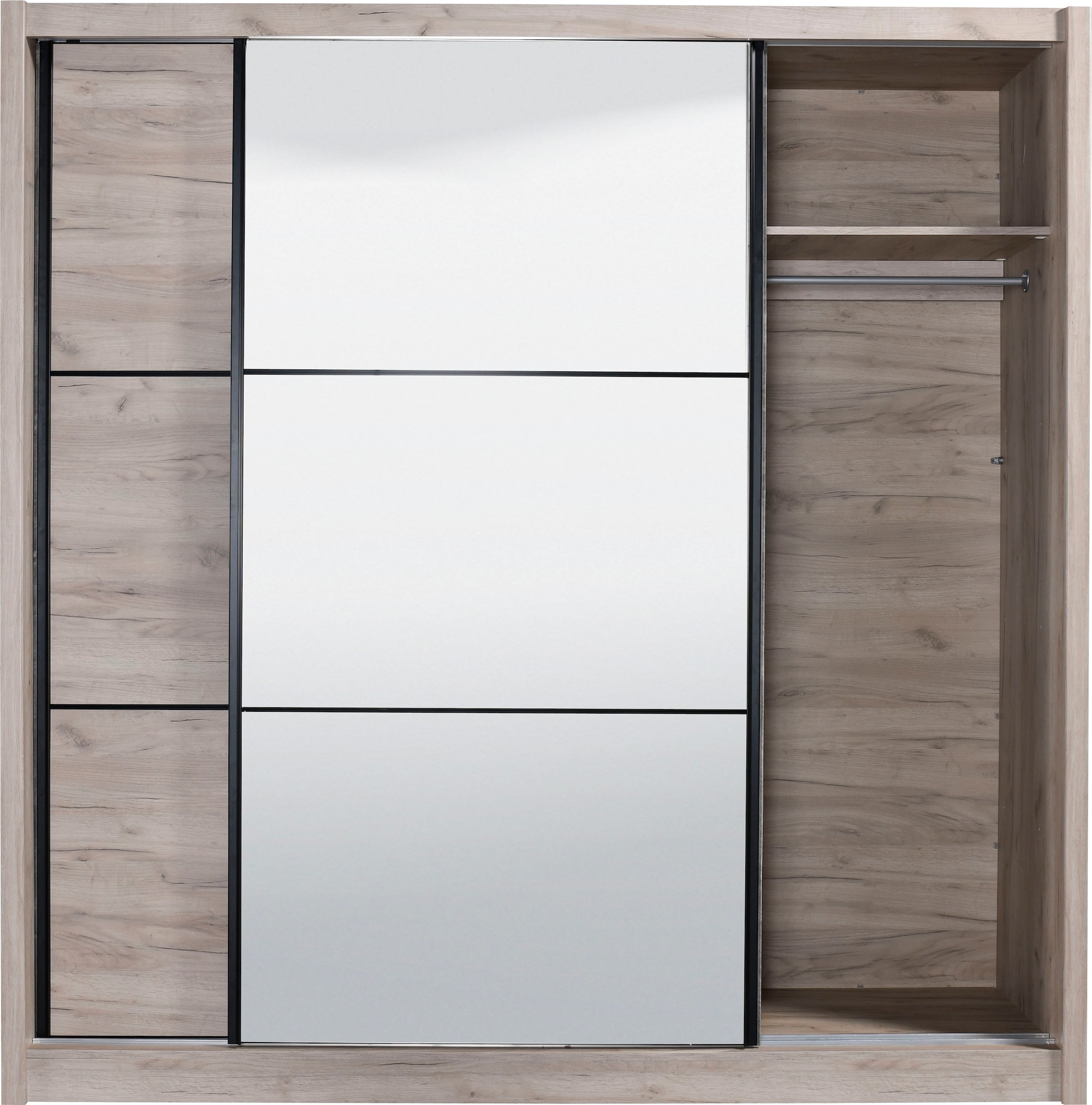 INOSIGN Schwebetürenschrank »Navara Kleiderschrank mit Spiegel Wäscheschrank Garderobe«, mit großzügiger Innenausstattung, FSC®-zertifiziert, in 3 Breiten