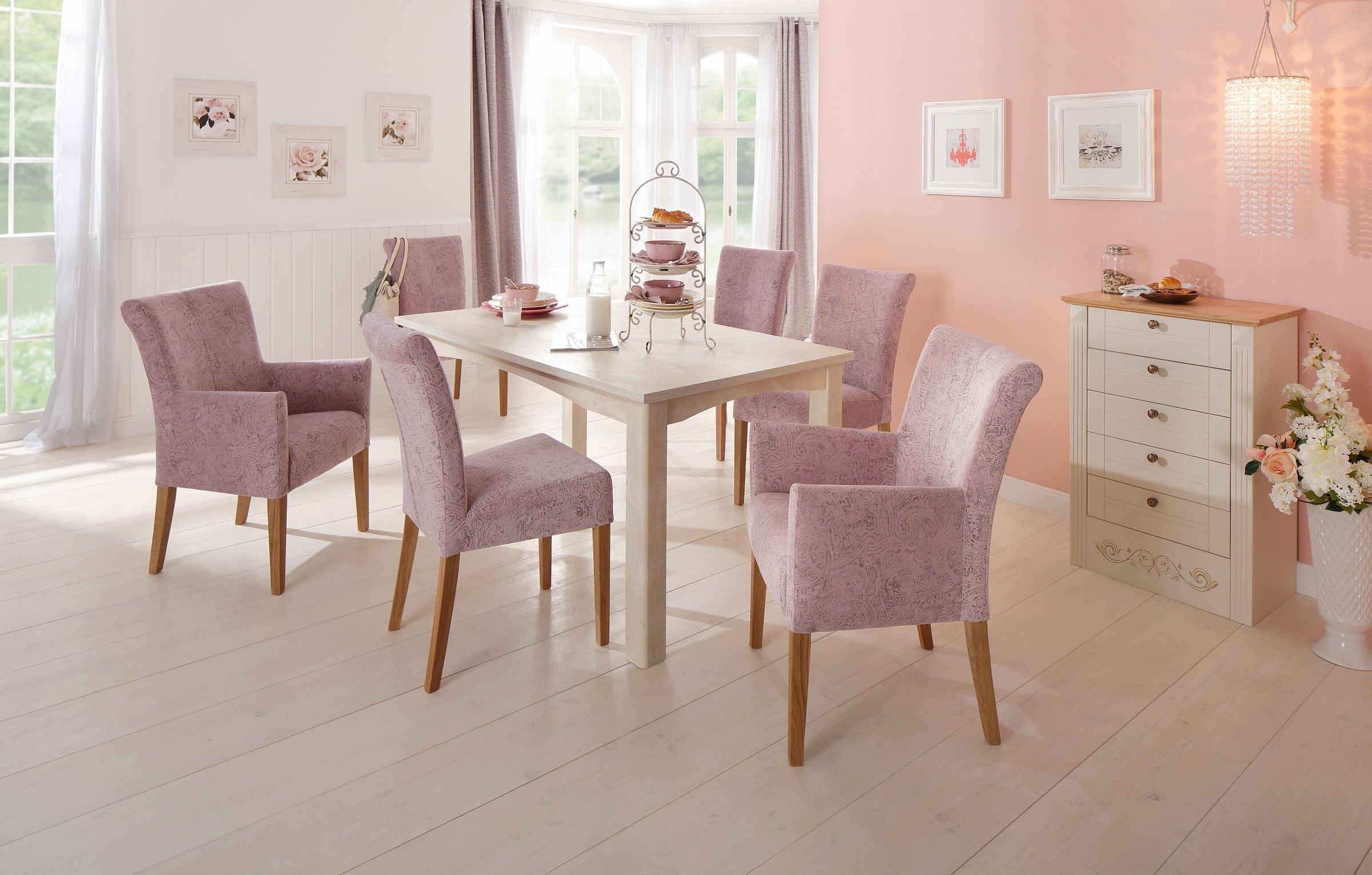 Home affaire Esszimmerstuhl »Queen Polsterstuhl BESTSELLER«, (Set), 2 St., Luxus-Microfaser, verschiedene Bezüge, Gestell Massivholz