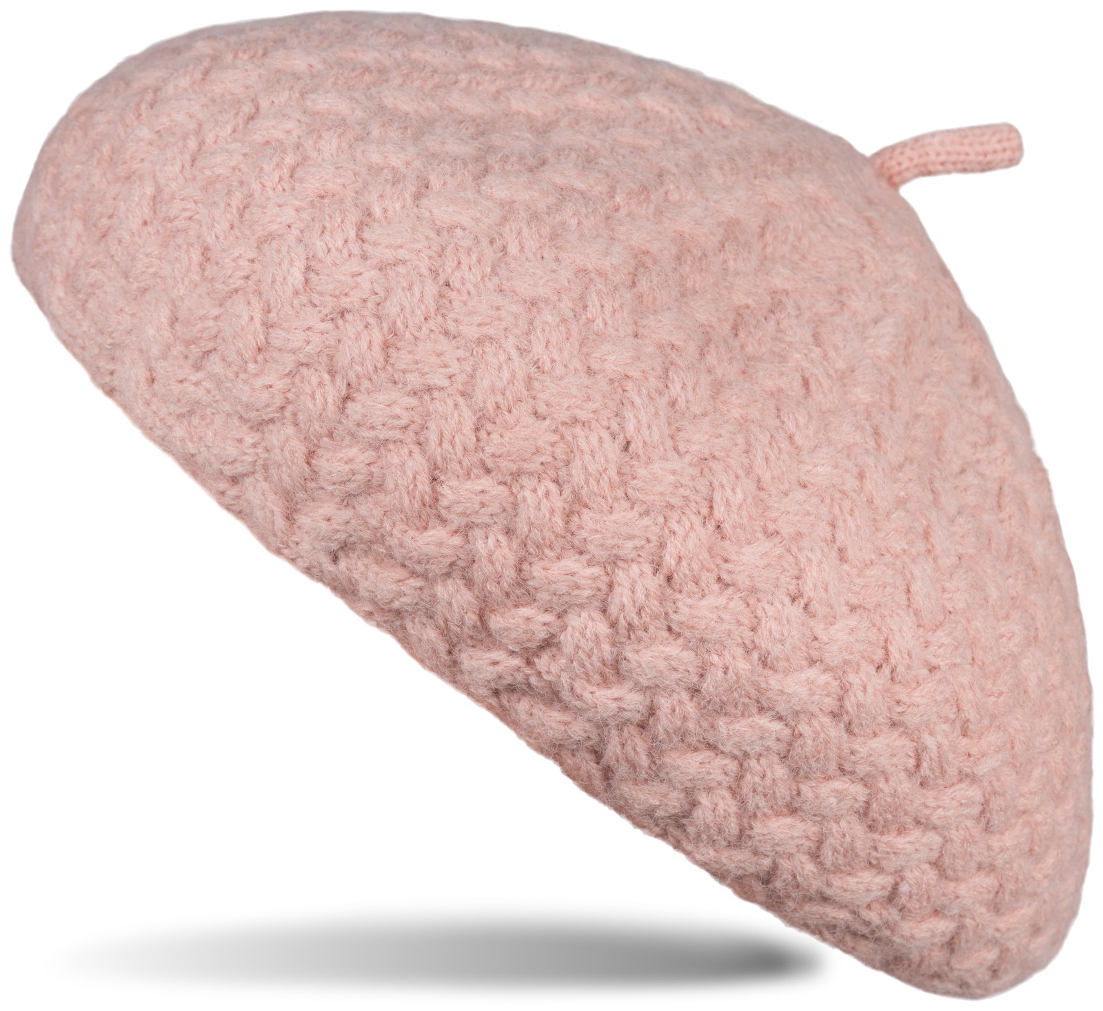 styleBREAKER Baskenmütze »Feinstrick Baskenmütze mit Flechtmuster« 1 Stk.