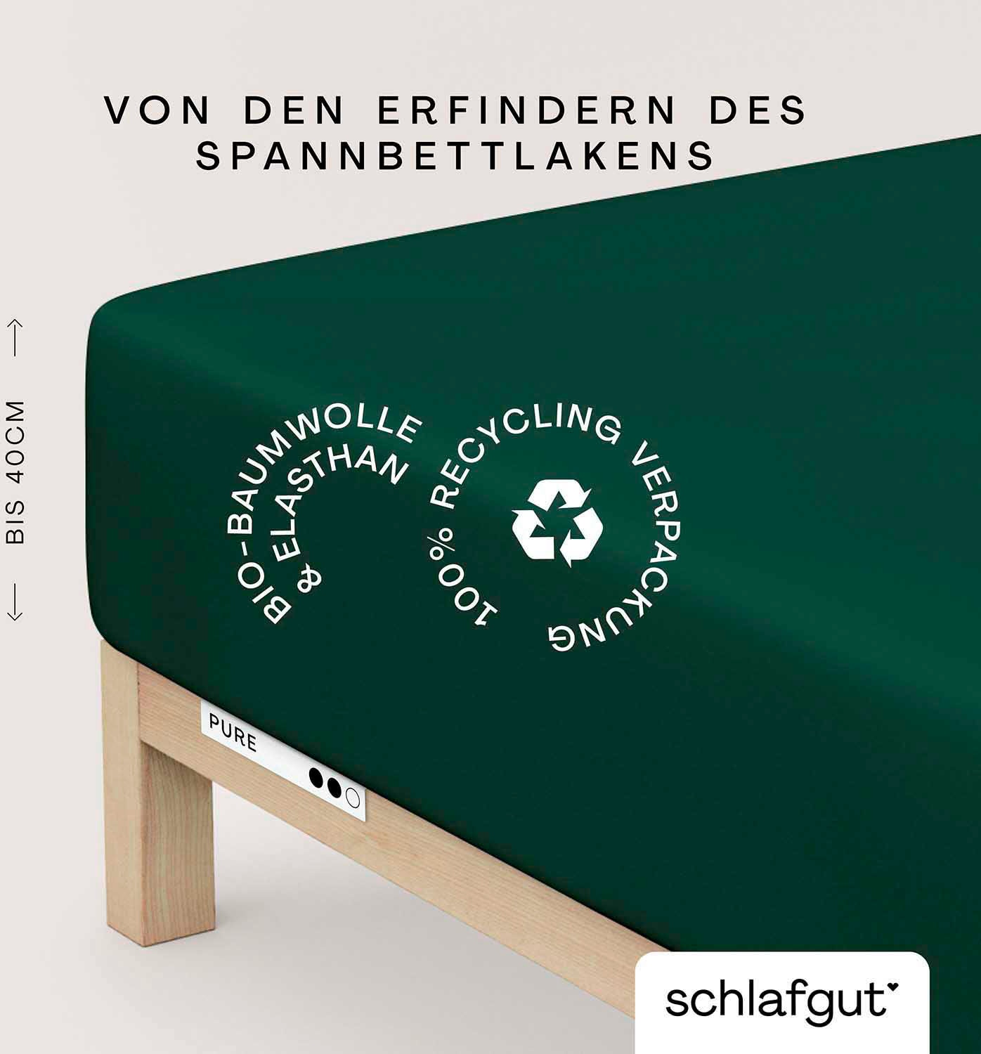 Schlafgut Spannbettlaken "PURE BOXSPRING Bio-Baumwolle mit Elasthan, 170 g/m², Bettlaken" PREMIUM Boxspringbett Laken bis 40 cm Höhe, dehnbar blickdicht, straff