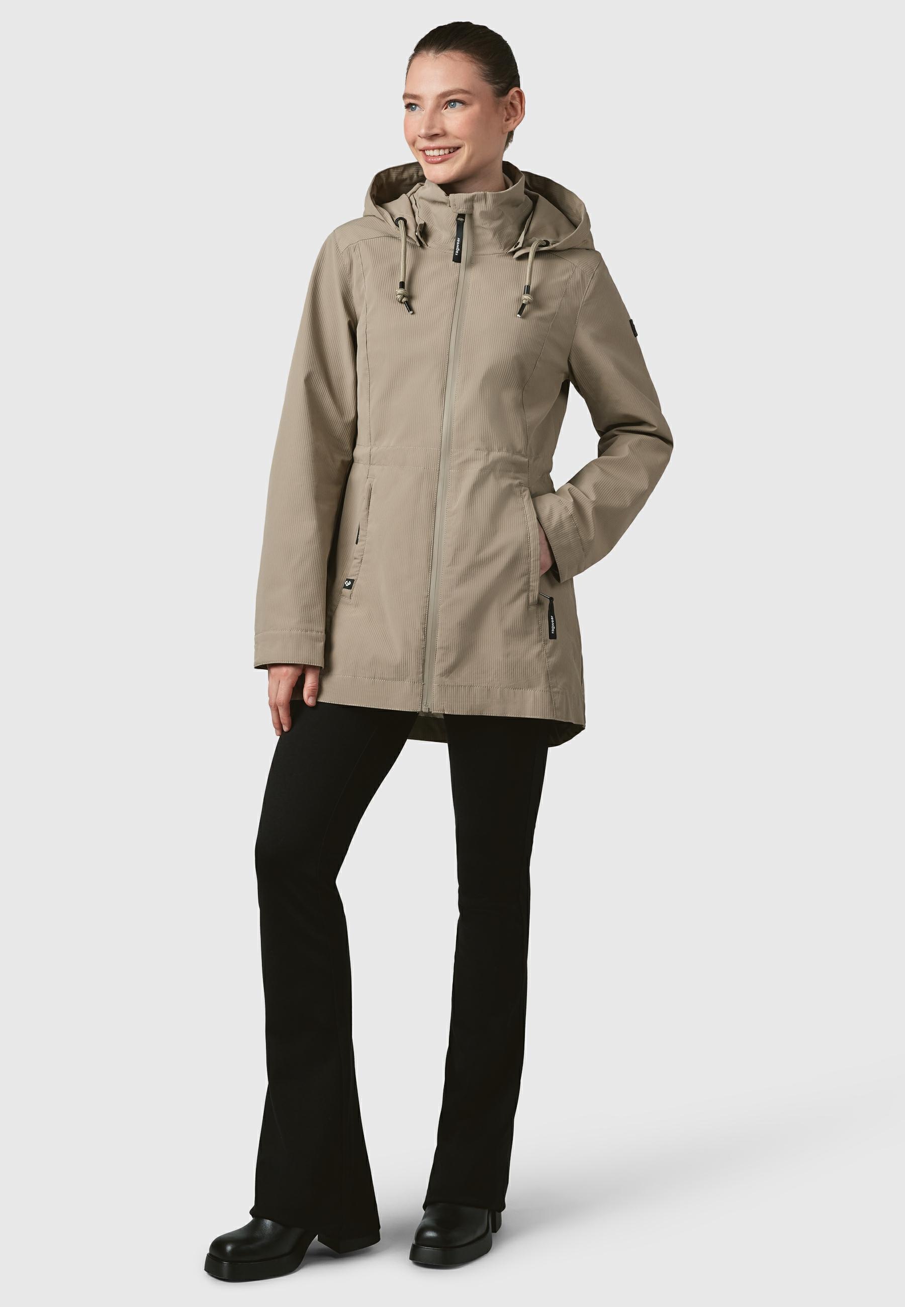 Ragwear Kurzmantel »Dakkota B«, Übergangsjacke wasserdicht mit feiner Rillenstruktur