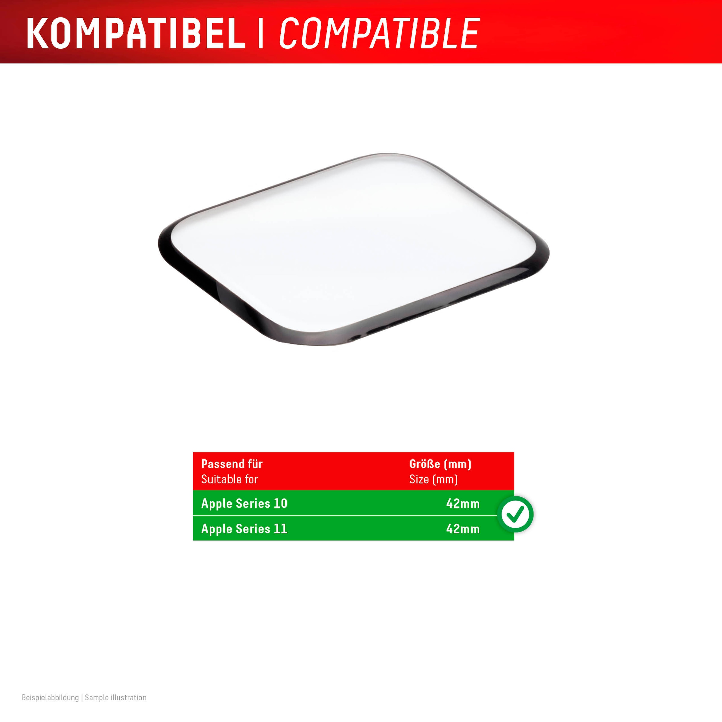 Displex Displayschutzglas »Smartwatch Glass Unbreakable Protector Full Cover« für Apple Watch Series 10 42 mm;Apple Watch Series 11 42 mm Packung, 2x Acrylglas Protector,  Displayschutzfolie, Schutzfolie, Bildschirmschutz, kratz- & stoßfest