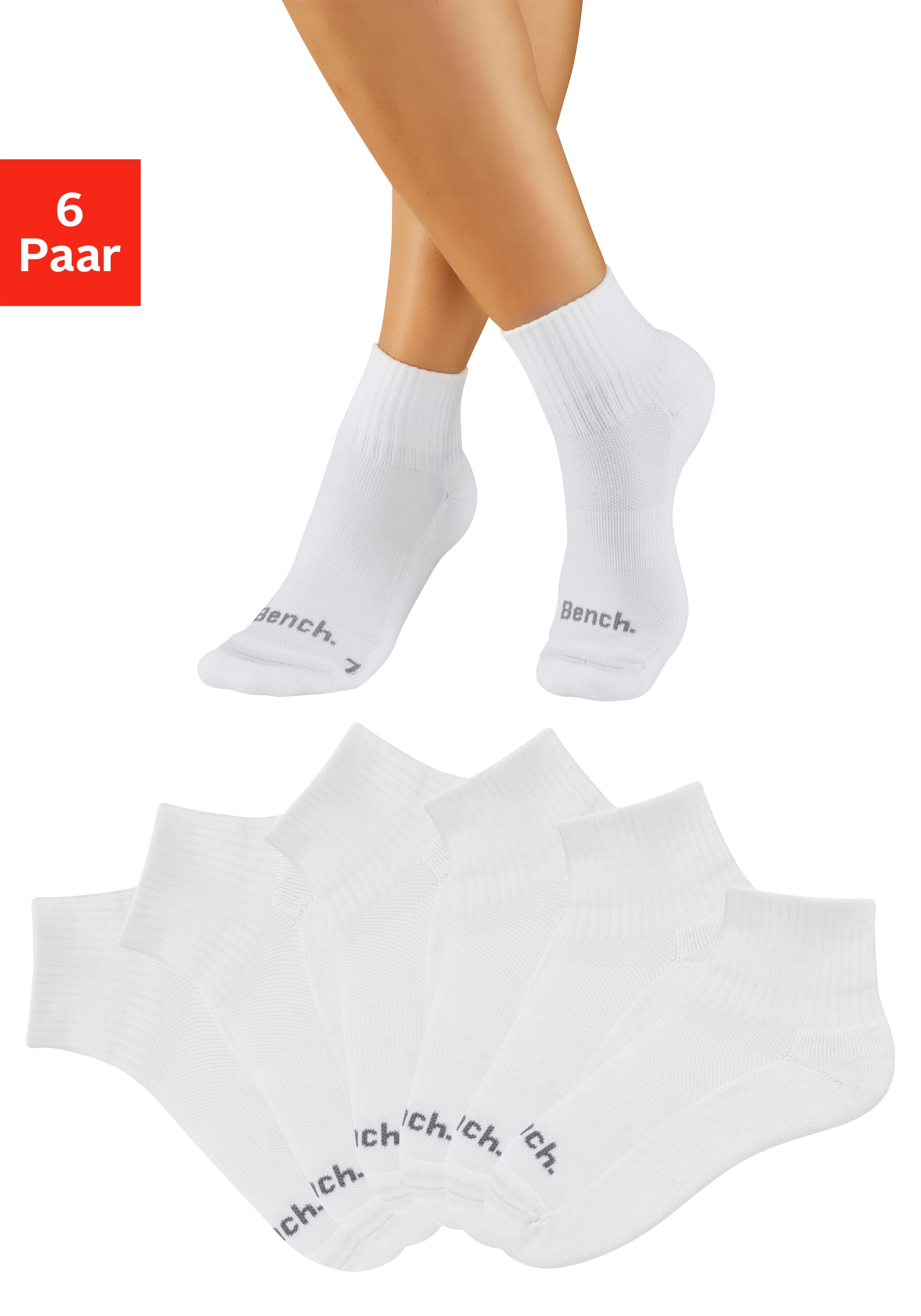 Bench. Kurzsocken "Sportsocken Antiblasensocken für Damen Herren" Packung, 6 Paar tlg. doppellagig, beugt Blasen vor