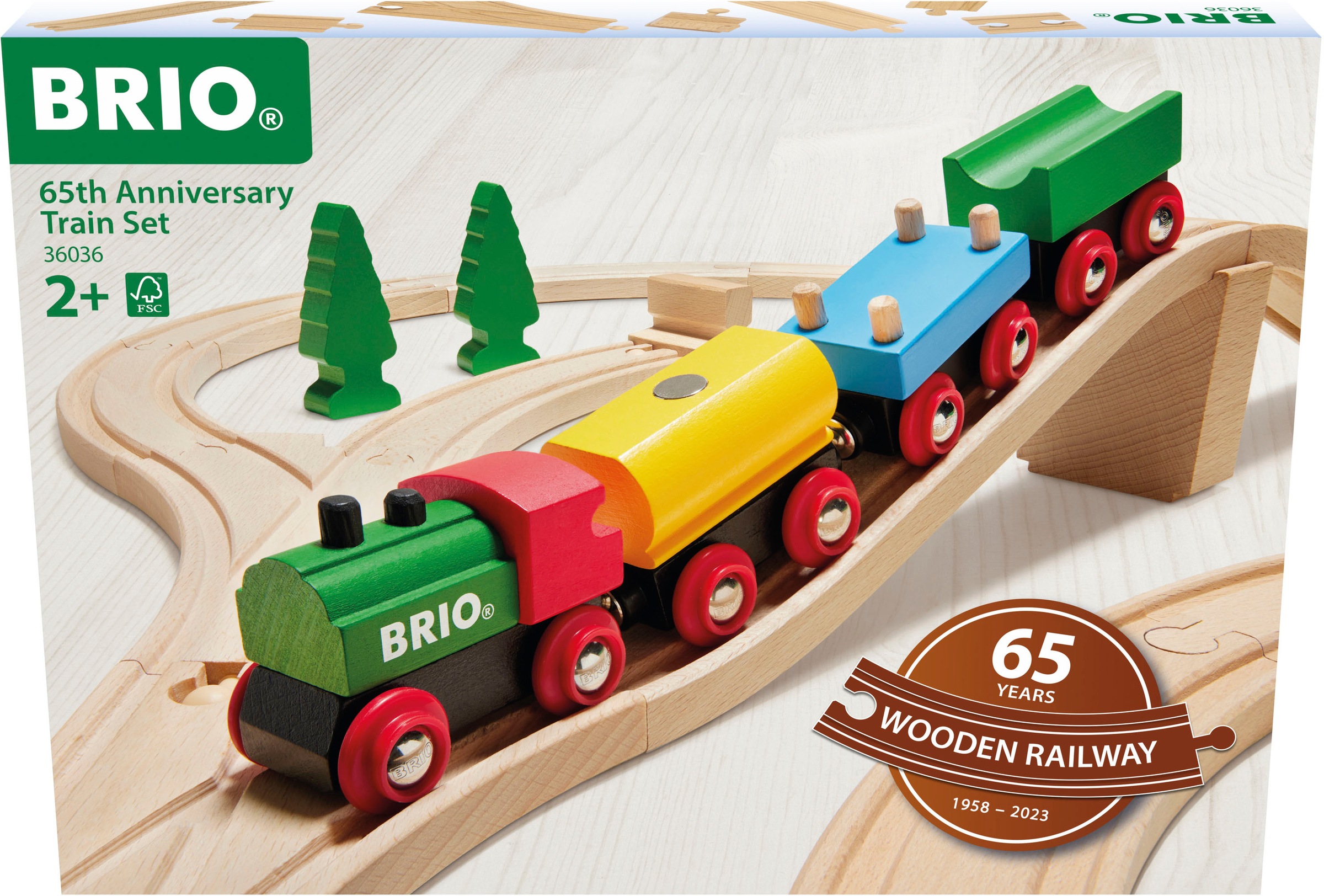 BRIO® Spielzeug-Eisenbahn »65 Jahre Holzeisenbahn Jubiläums-Zugset«, Made in Europe; FSC® - schützt Wald - weltweit
