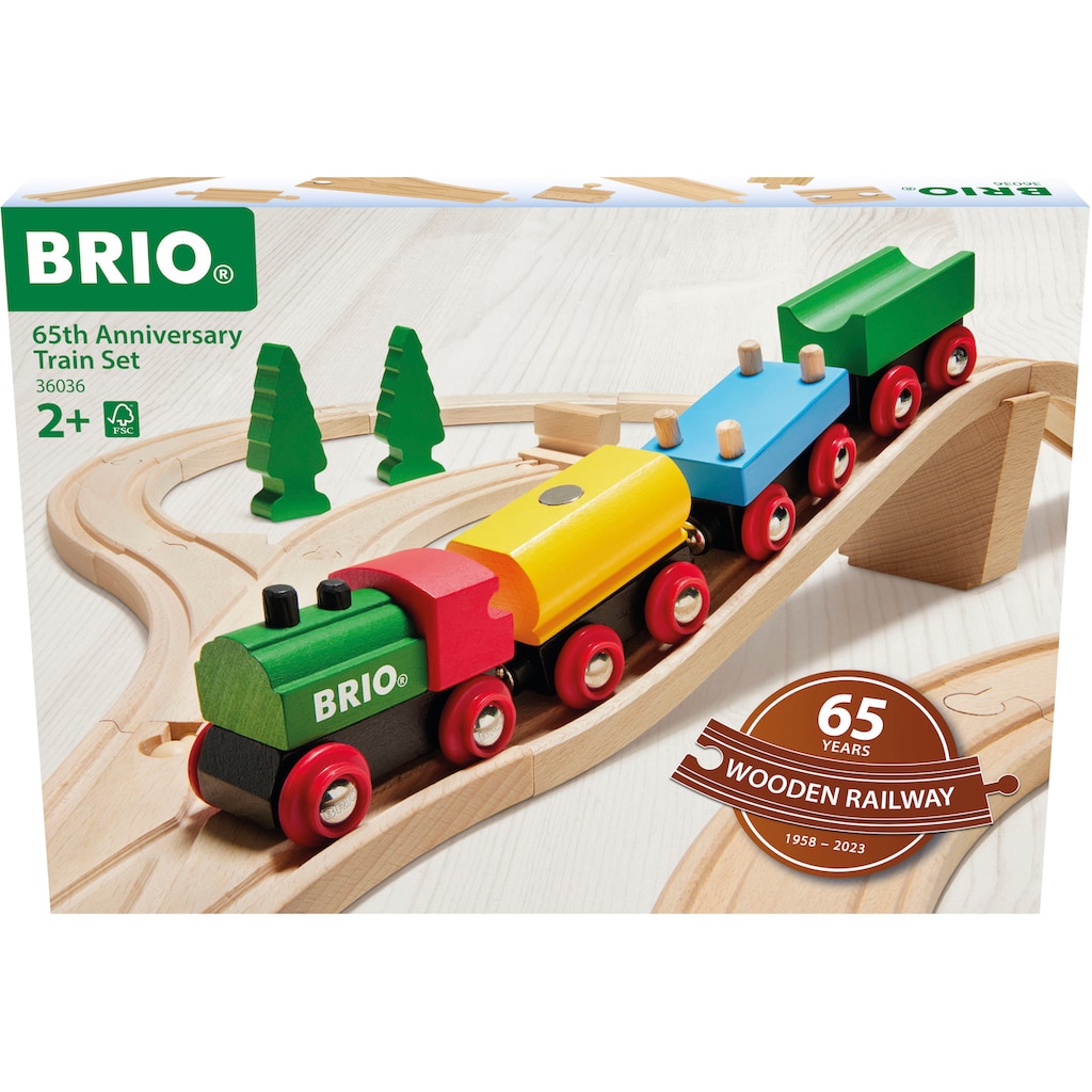 BRIO® Spielzeug-Eisenbahn »65 Jahre Holzeisenbahn Jubiläums-Zugset«, Made in Europe; FSC® - schützt Wald - weltweit