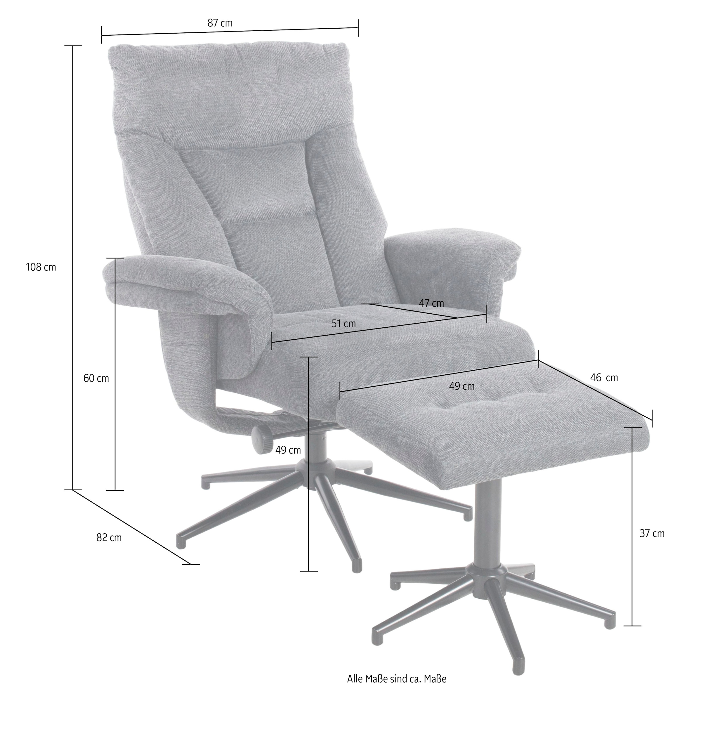 Duo Collection TV-Sessel »Olvera«, mit Hocker und Relaxfunktion, 360 Grad drehbar