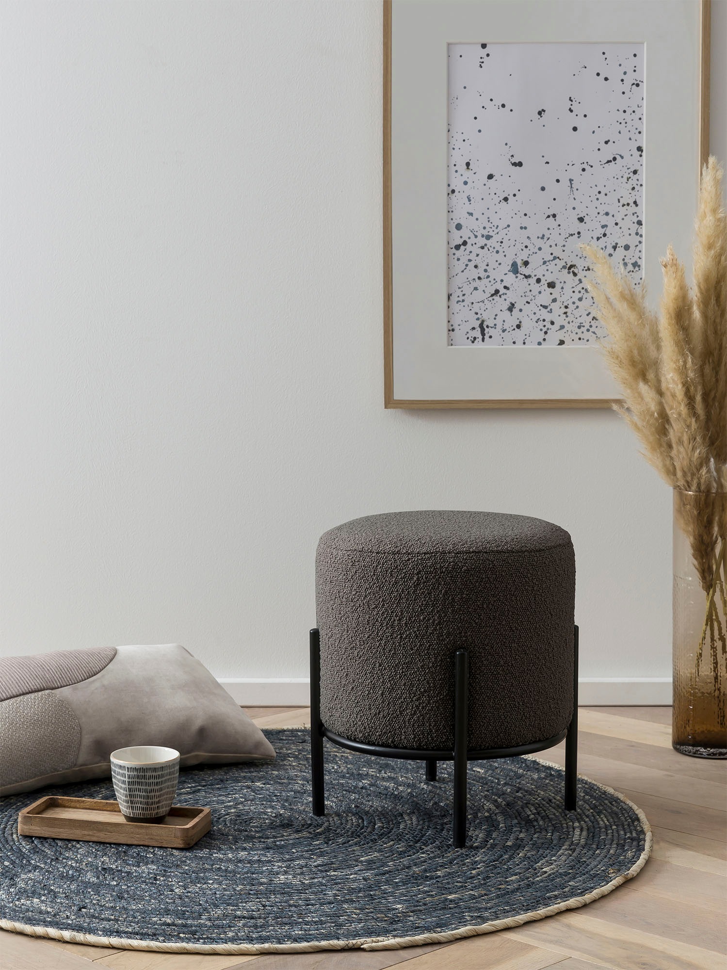 SalesFever Polsterhocker "Komfortabler Polsterhocker" mit Design-Gestell au günstig online kaufen