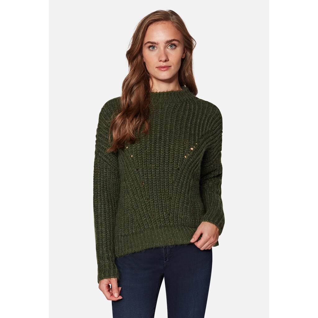 Damenmode Pullover Mavi Strickpullover »SWEATER«, Modernes Lochmuster auf der Vorderseite grün Damenmode Pullover Mavi Strickpullover »SWEATER«, Modernes Lochmuster auf der Vorderseite grün