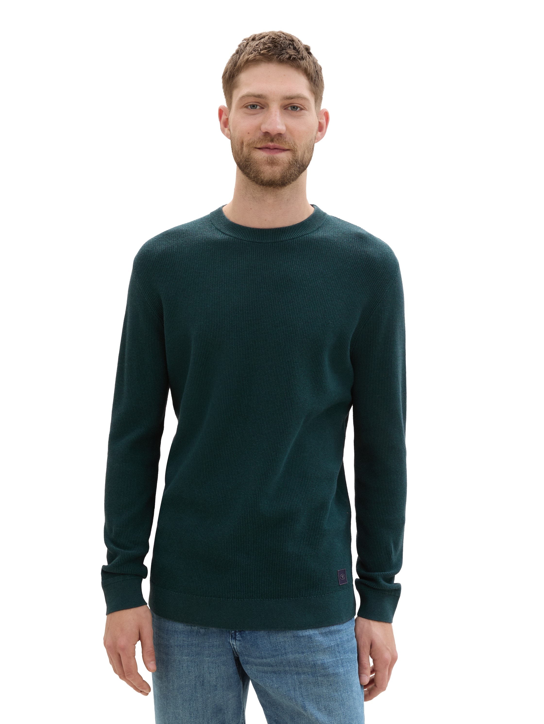 Tom Tailor Herren Rundhals Pullover STRUCTURED CREWNECK - Regular Fit günstig online kaufen