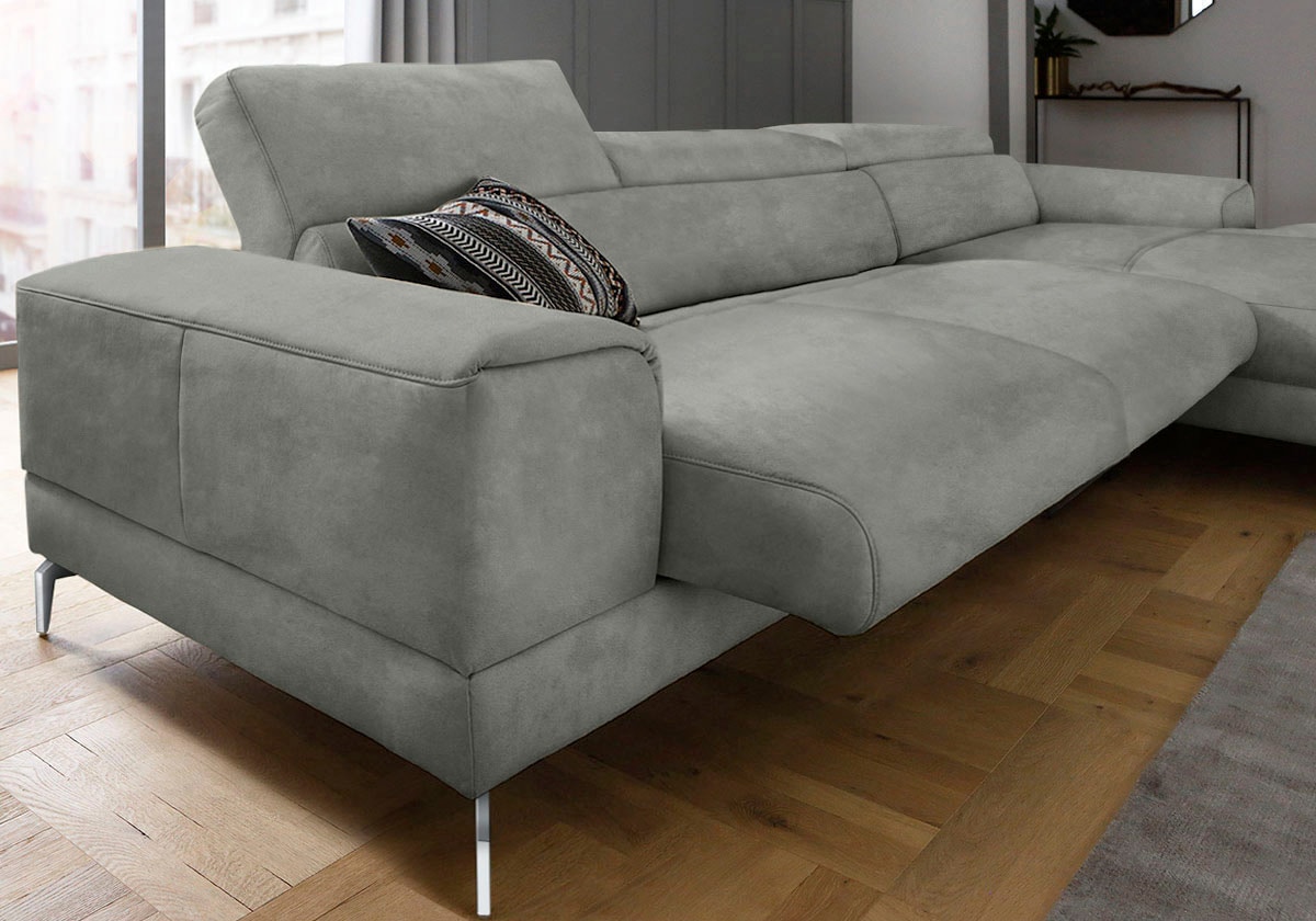 W.SCHILLIG Ecksofa »piedroo, Designsofa mit tollem Sitzkomfort, elegant und bequem, L-Form«, Kopfteilverstellung, wahlweise mit Sitztiefenverstellung, Breite 343cm