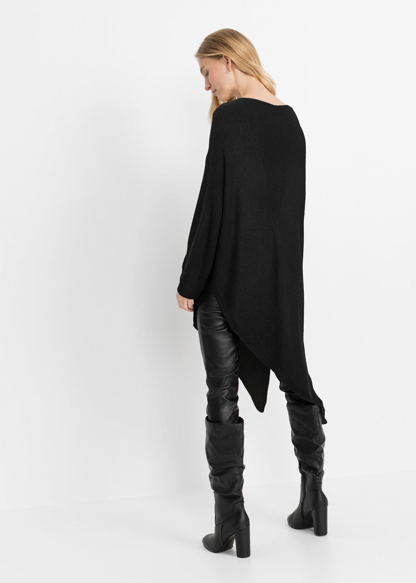 bonprix Longpullover »Long-Pullover« Oversize Passform, asymmetrischer Saum, V-Ausschnitt