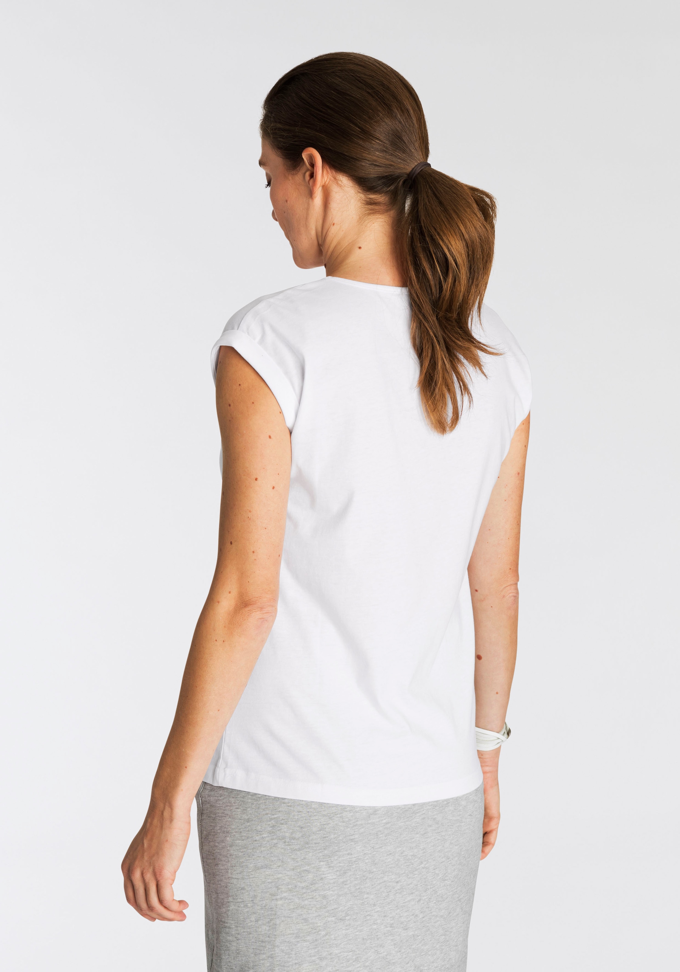 Boysen's T-Shirt, mit überschnittenen Schultern & kleinem Ärmelaufschlag