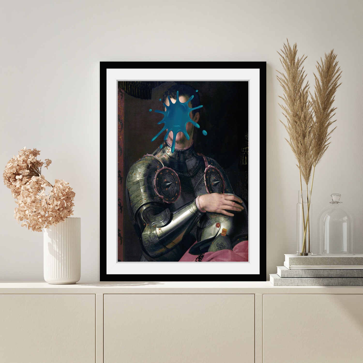 queence Bild »Herbert mit Farbklecks«, Mann-Historische Persönlichkeiten-Bilder von Männern-Kunst-Gemälde-Ritter, HD Premium Poster-Druck inkl. Holzrahmen