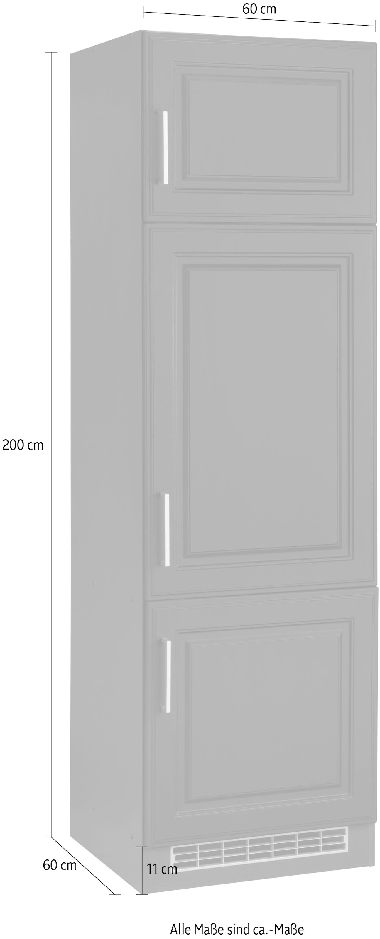HELD MÖBEL Kühlumbauschrank »Stockholm«, 60 cm breit, hochwertige MDF-Fronten mit Fräsung