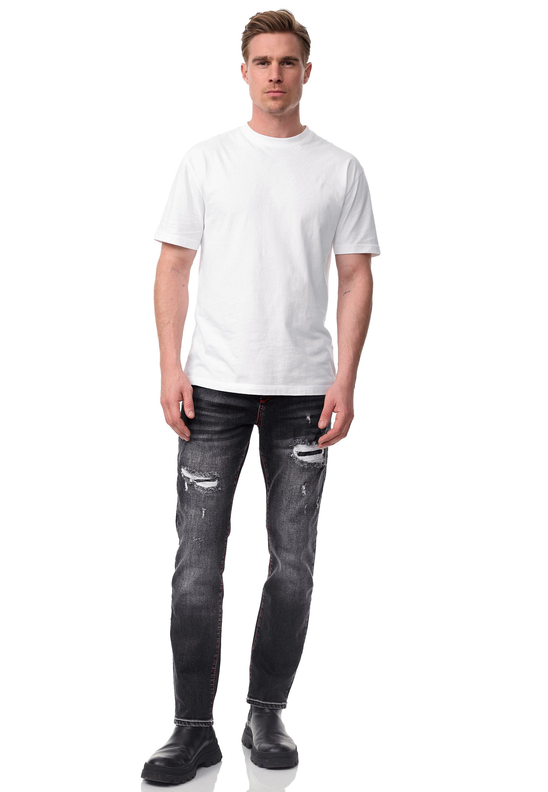 Rusty Neal Straight-Jeans »ODAR«, Mit farblich abgesetzten Ziernähten