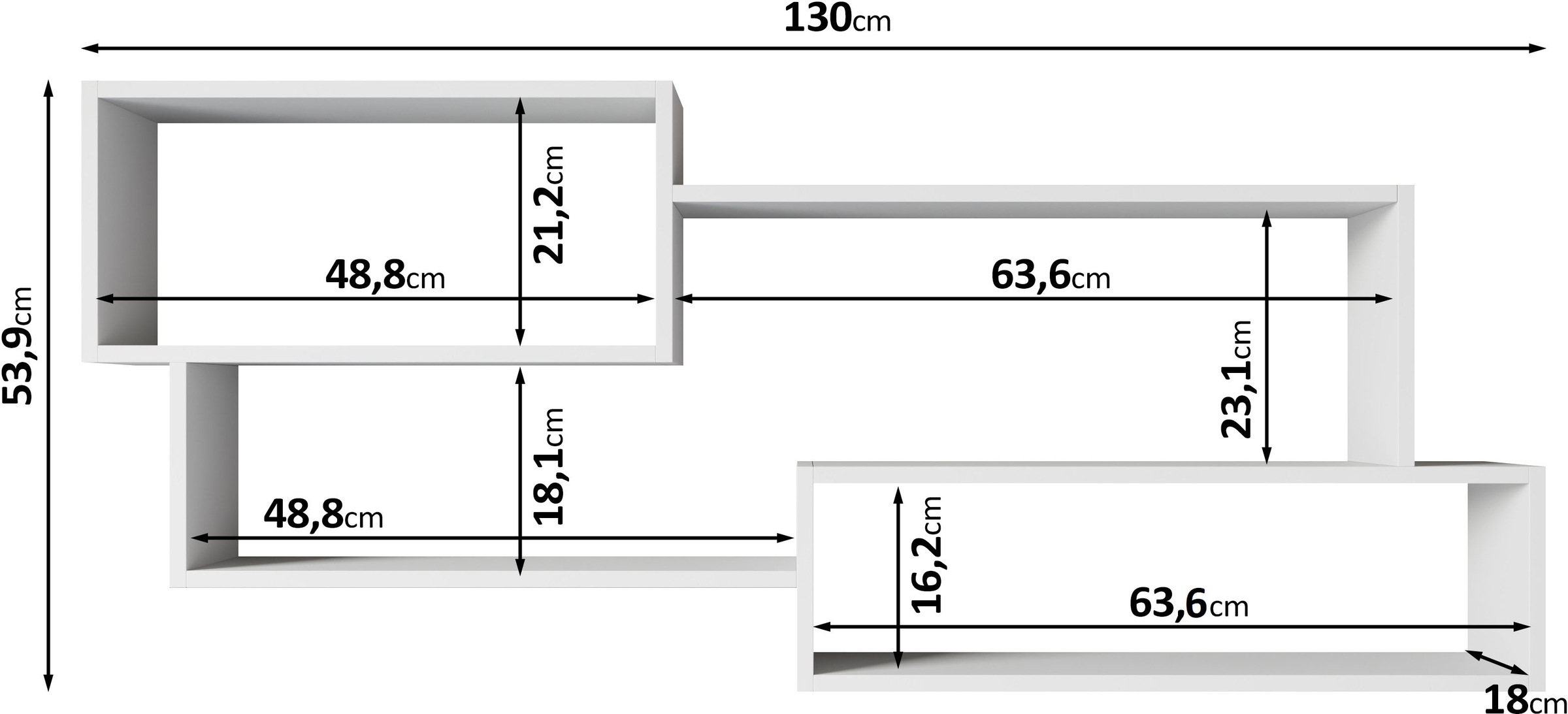 INOSIGN Wandboard »Wandregal Trio«, (1 St.), Ideal als Bücherregal, Dekoregal oder Ablage im Büro