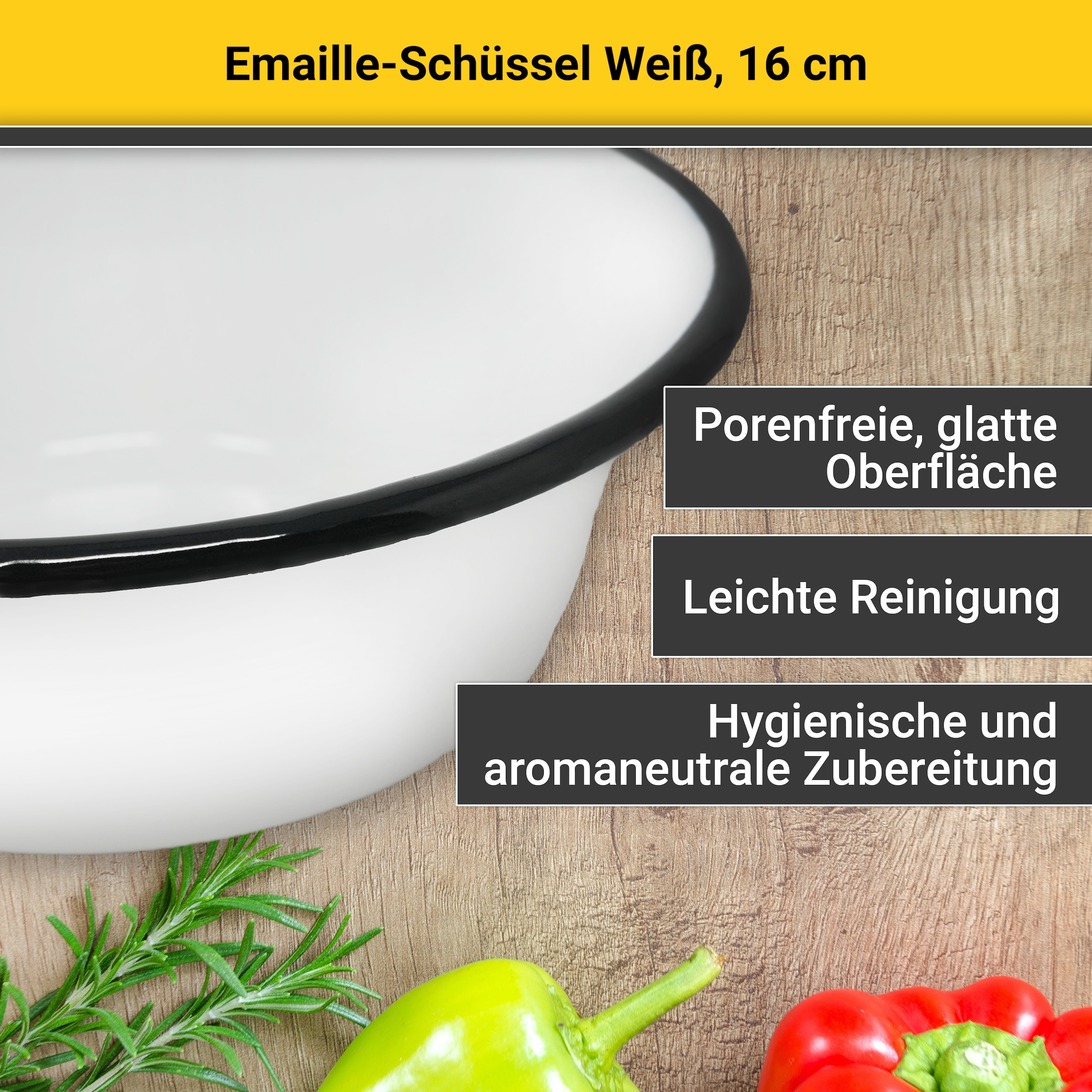 Krüger Schüssel »Emaille-Schüssel« 1 Stk. aus Emaille emailliert, geruchsneutral, geschmacksneutral, kratzfest, schnittfest